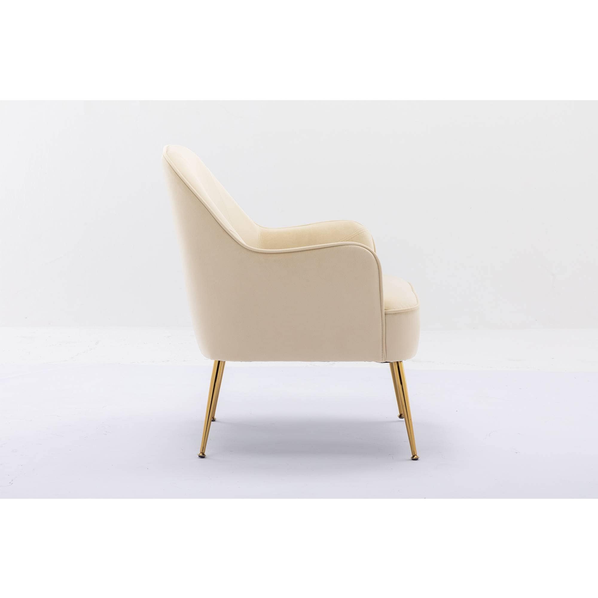 Yiekholo Coastal Cream White Velvet Accent Chair in the Chairs ...