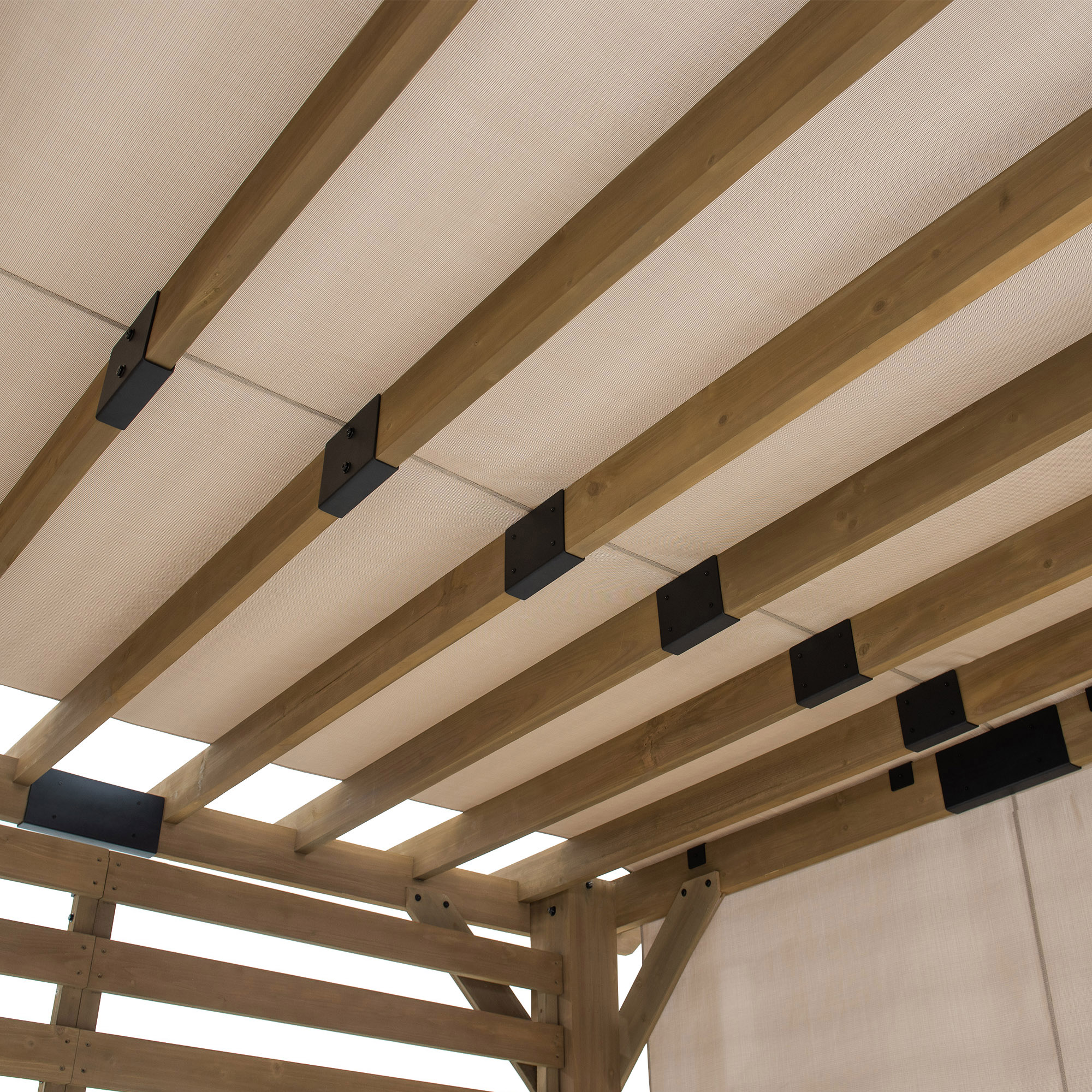 Cedar Wood 10x11 ft Pergola with Tan Adjustable Canopy