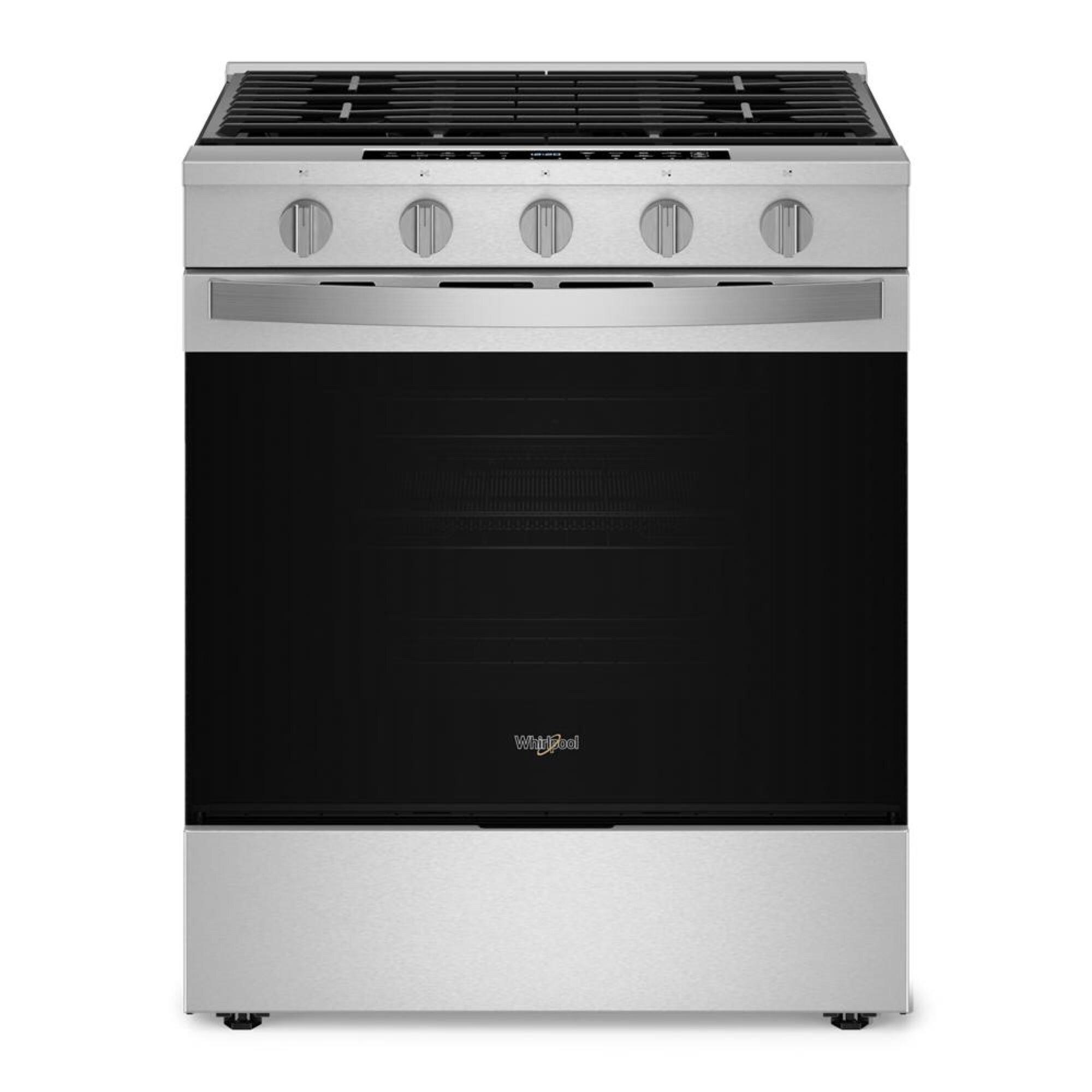 Whirlpool 30-in 5 Burners 5-cu ft Self-Cleaning Air Fry Convection Oven Slide-in Liquid Propane Gas Range (Stainless Steel)
