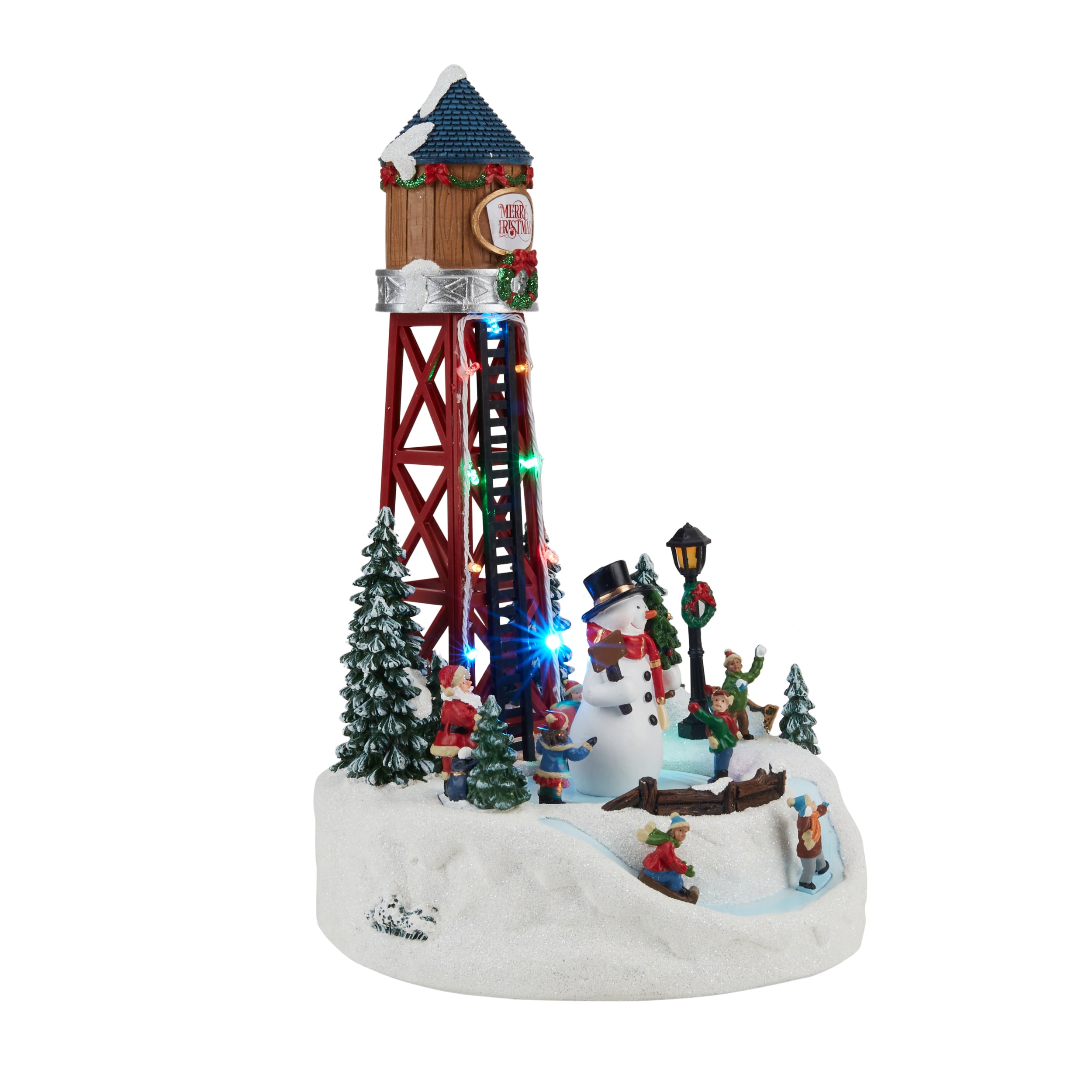 Carole Towne Christmas Village Water Tower Lighted Musical Village