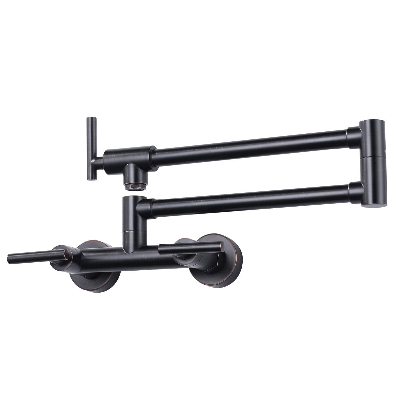 ALEASHA Wall Mounted Brass Pot Filler Folding Faucet with Double Joint Swing Arms and Hot Cold Water in Gold