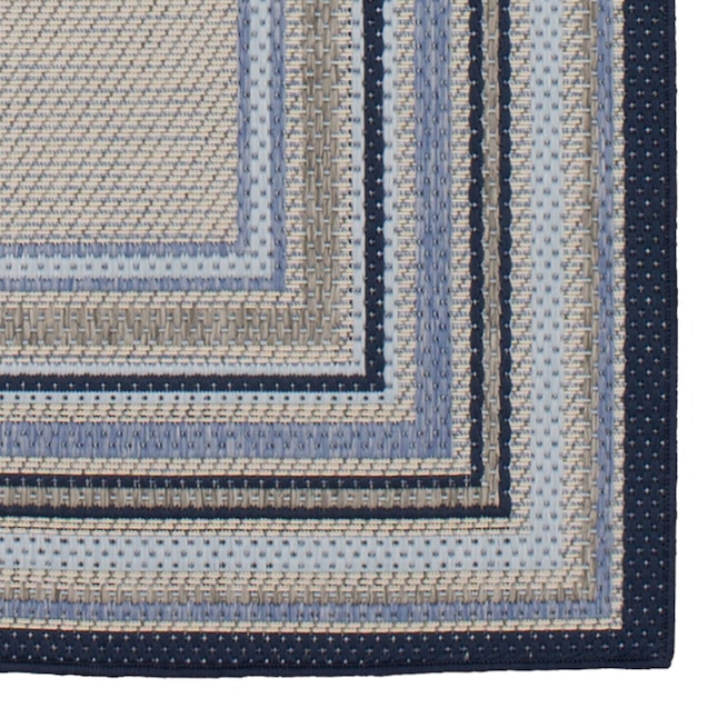 Allen Roth With Blue Border 5 X 7 Ft Outdoor Area Rug In The Rugs Department At Lowes Com