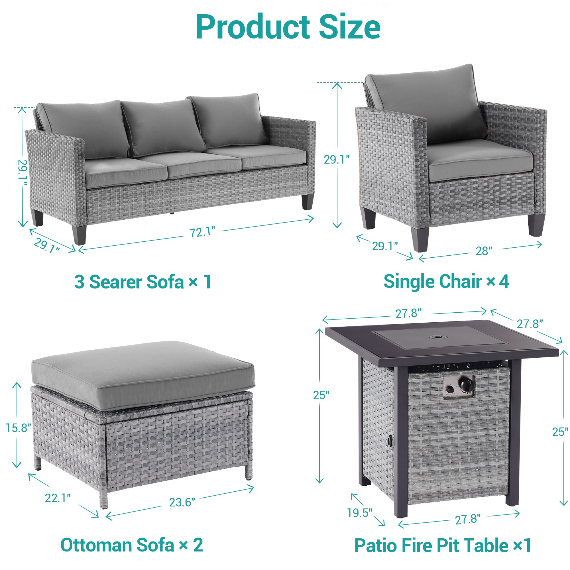 Sonkuki SD-PS-115HGY-S2T4 Patio-Conversation-Sets - View #2