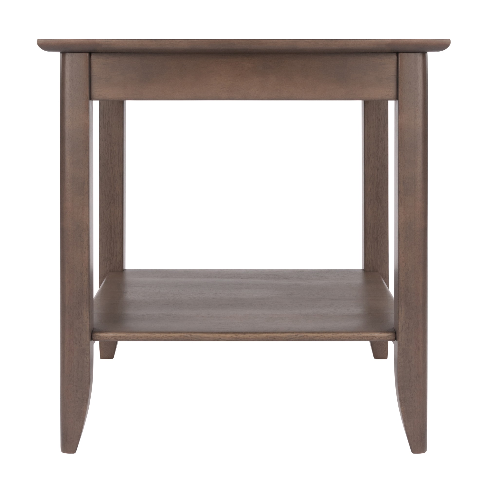 Santino Square Wood End Table in Oyster Gray with Darker Inlay