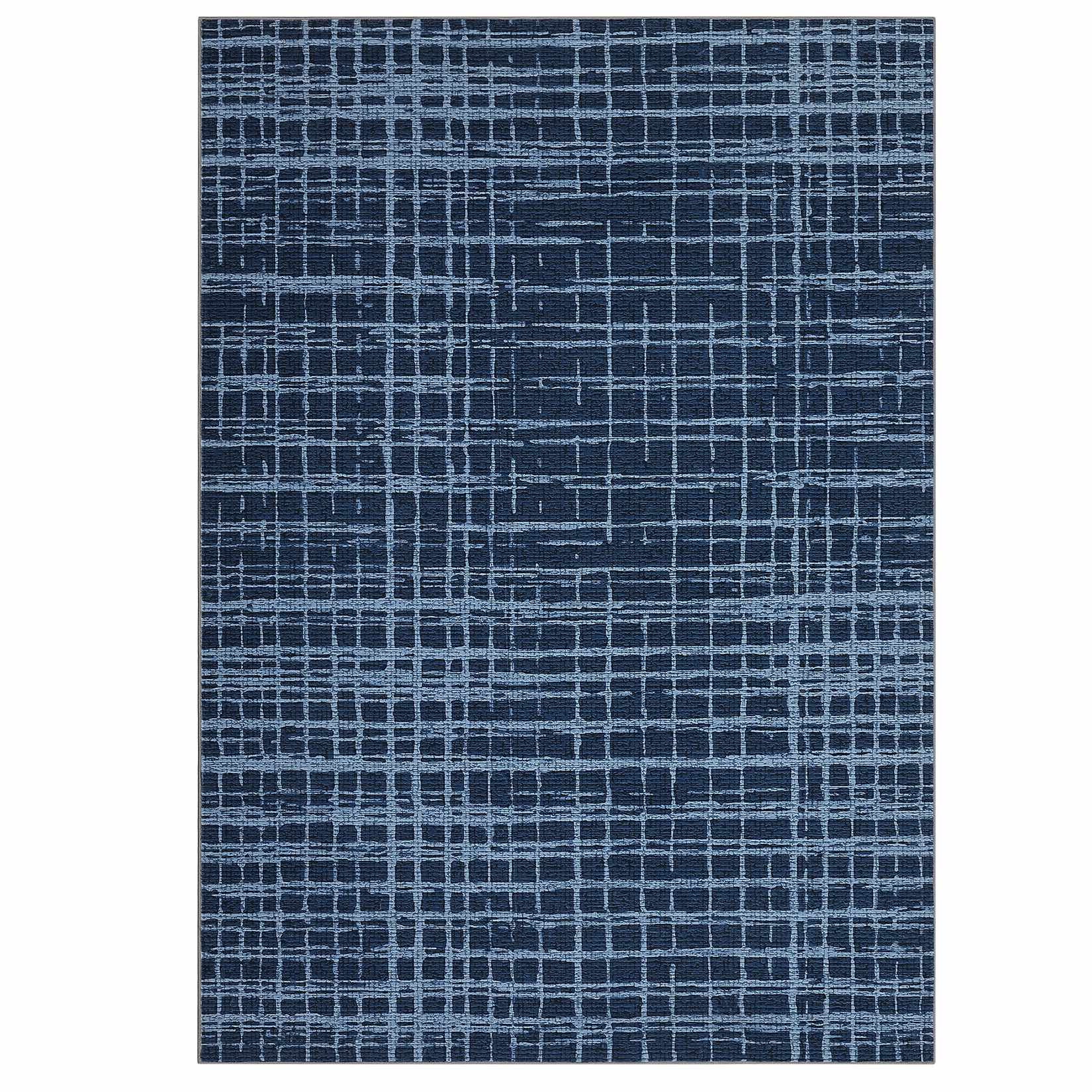 WhizMax SUNNY-PHK-33NG88MH 9 x 12 ft Polyester Blue Rectangular Living Room Bedroom Dining Room Geometric Checkered Modern Machine Washable Area Rug