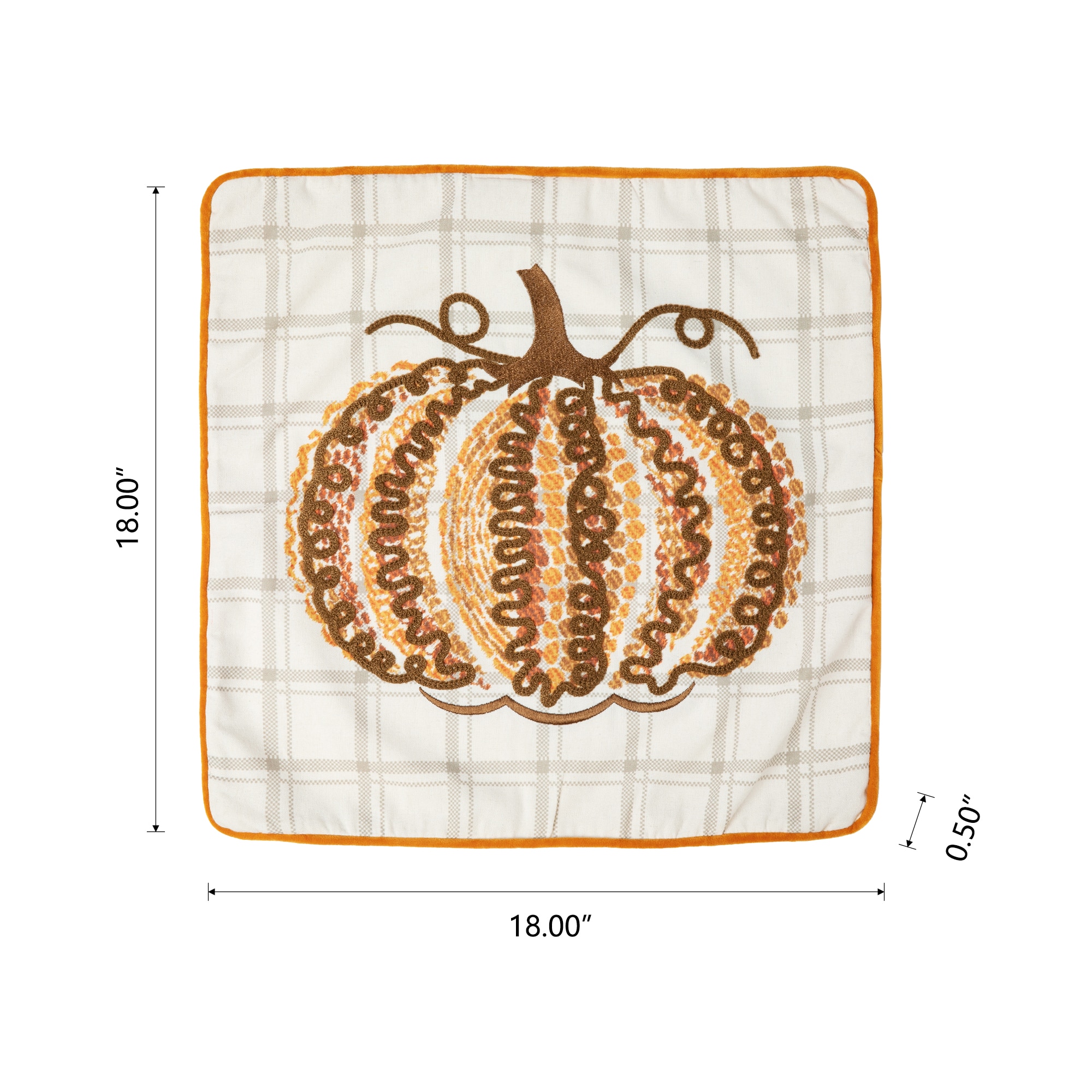 Glitzhome 20 in. Fall Embroidered Pumpkin Pillow