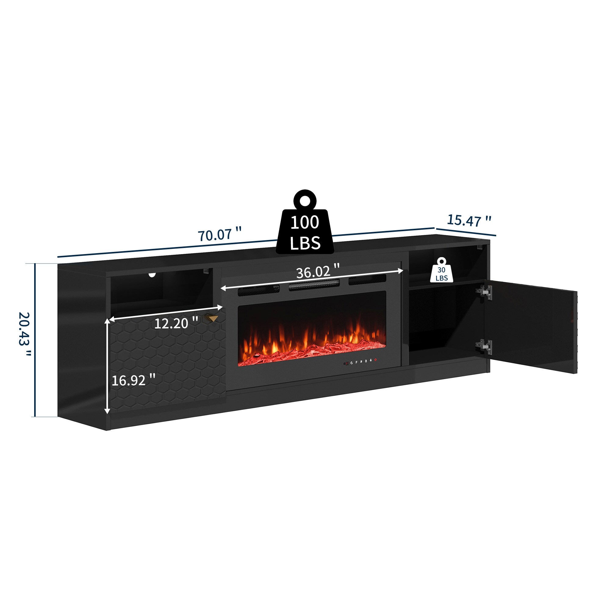 Clihome BL-JHGMA136-BK Electric-Fireplaces - View #4