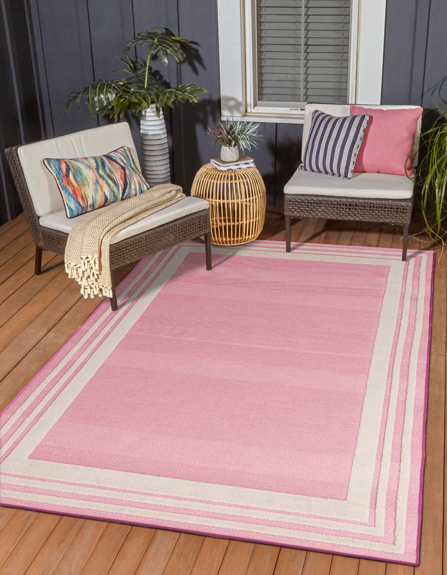 Unique Loom 2 x 5 Jute Pink Indoor Border Machine Washable Runner Rug in  the Rugs department at