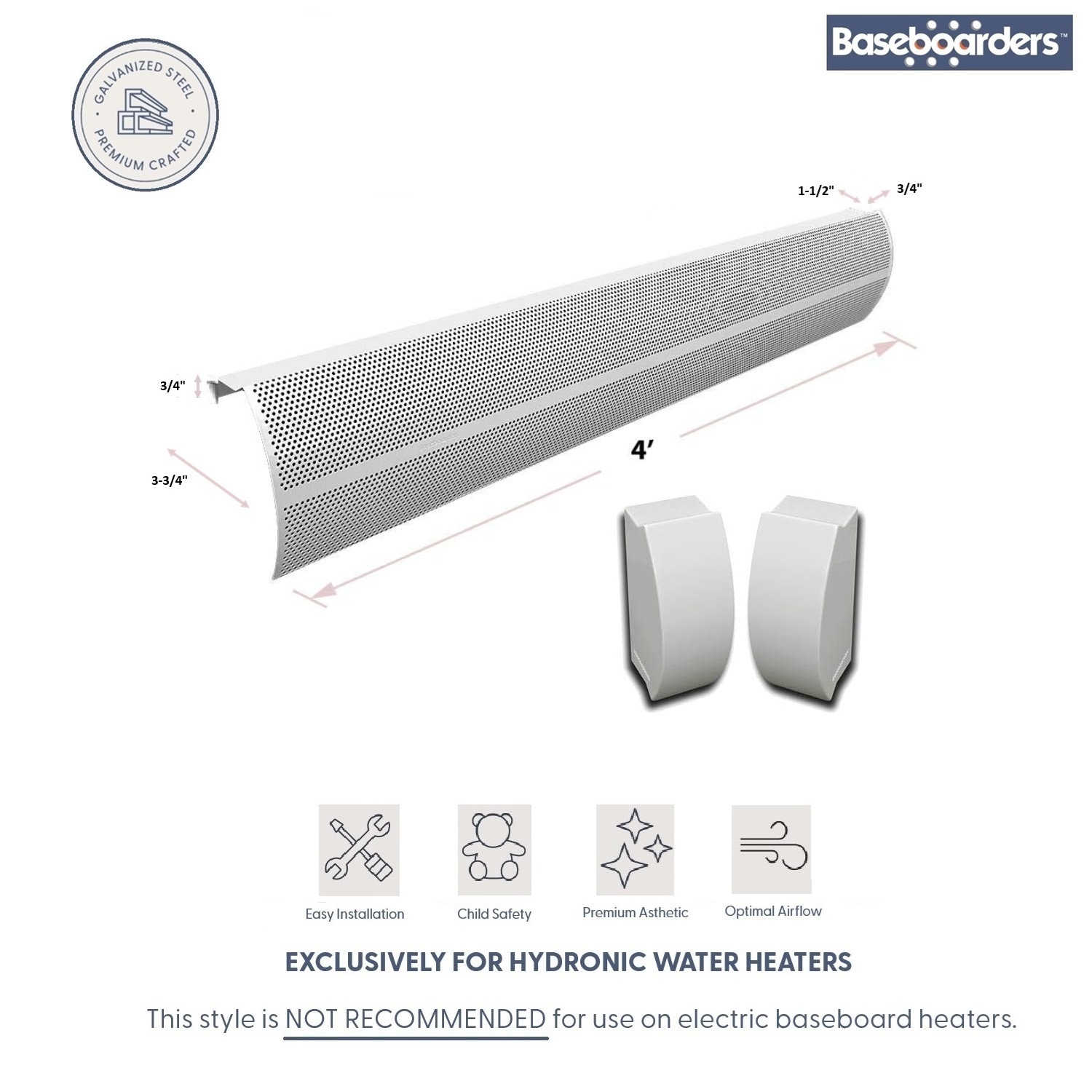 Baseboarders BA001-48-SET-WH Baseboard-Heater-Covers - View #2