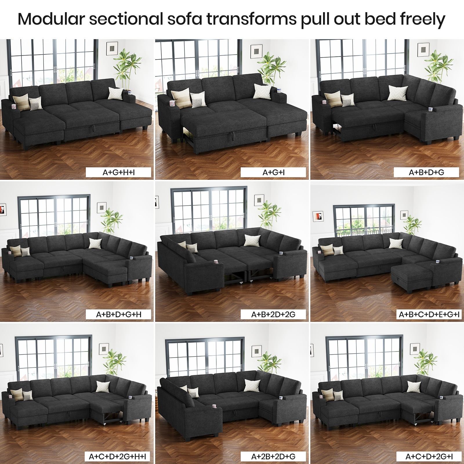Belffin BF098-ABCDEGI-DGRAY futons - View #7