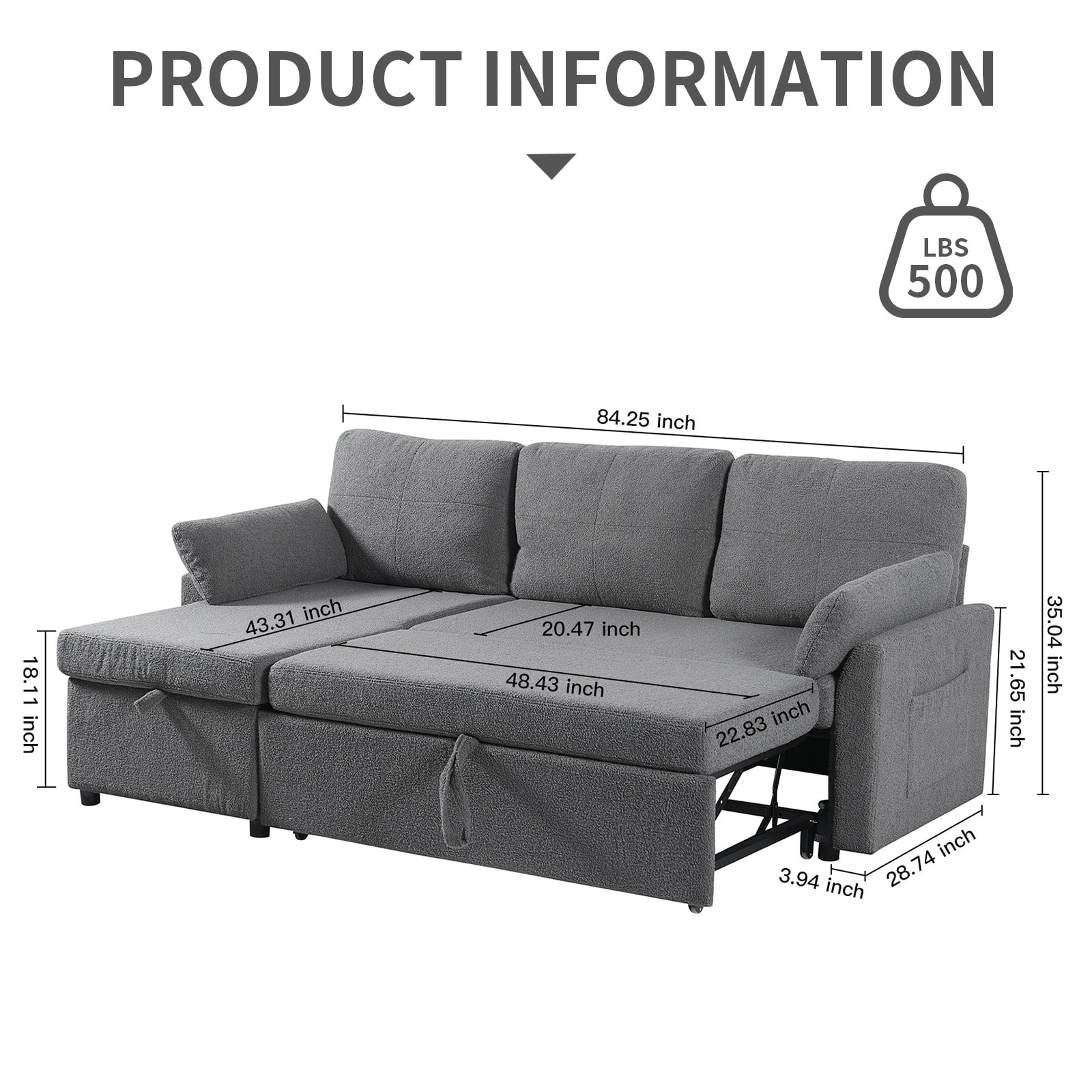 BWE A-9SOFA-05-GY Sofas-Loveseats - View #2