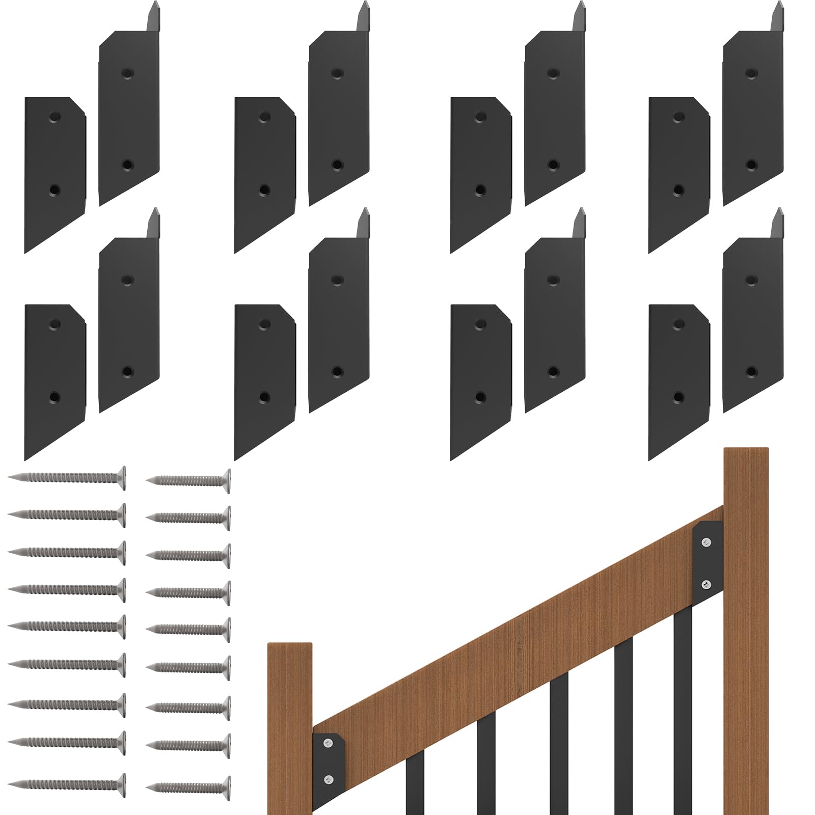 KIWDZFU  Deck Railing Bracket Set 201 Stainless Steel 2 by 4 Handrail Stair Connector 30 Degree Angle for Wood Post Installation 8 Pieces