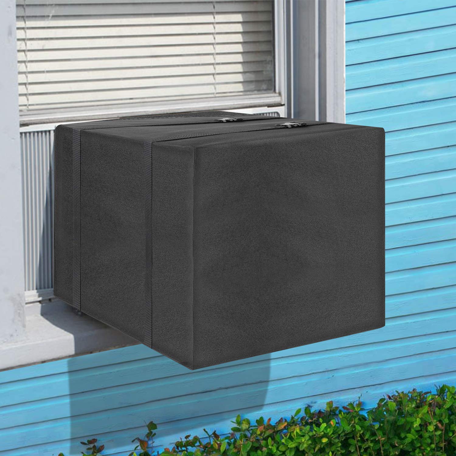 Phyfalip  Air Conditioner Cover for Window Units Outdoor Waterproof Heavy Duty Insulation with Adjustable Straps Full Coverage Fits 25 5 W x 17 H