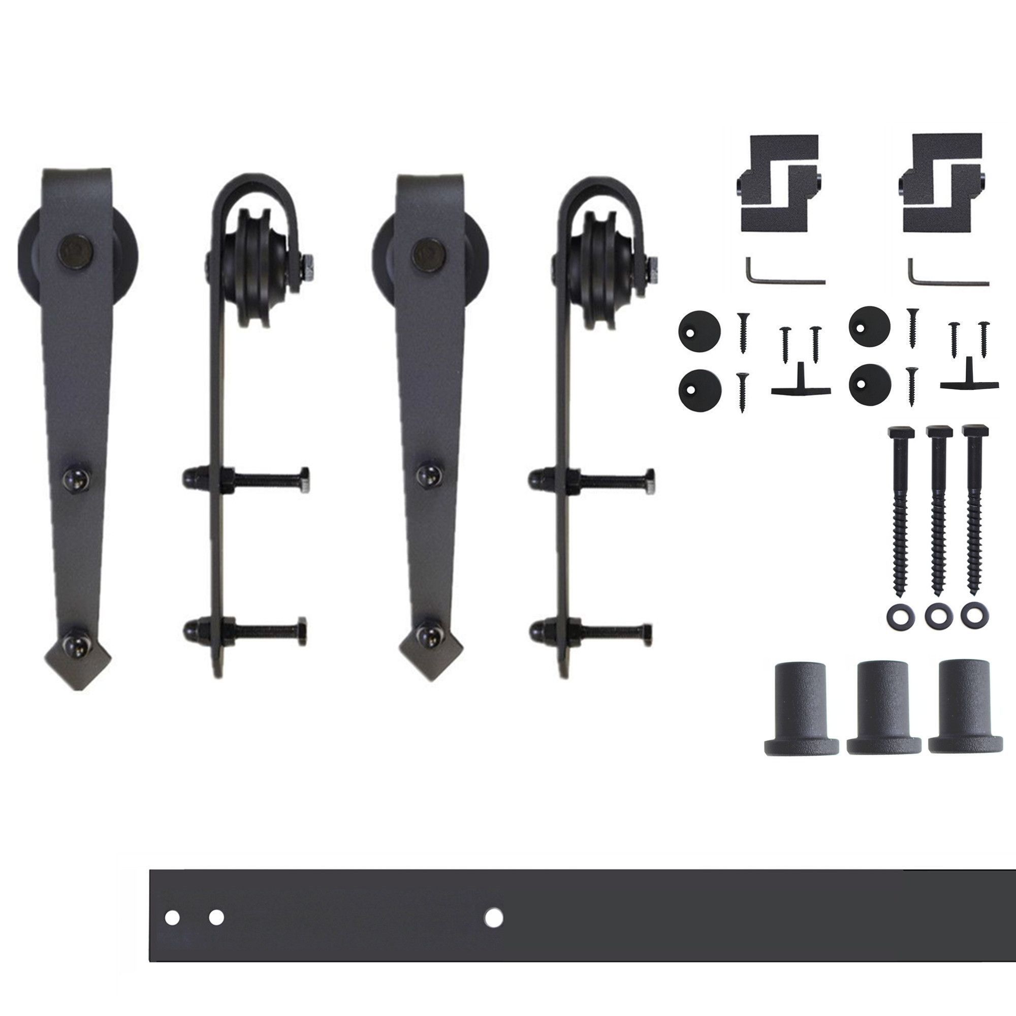 HOMACER 48-in Rustic Black Indoor Top Mount Double Barn Door Hardware Kit DZ2TGH048C Sansujyuku sansujyuku.com