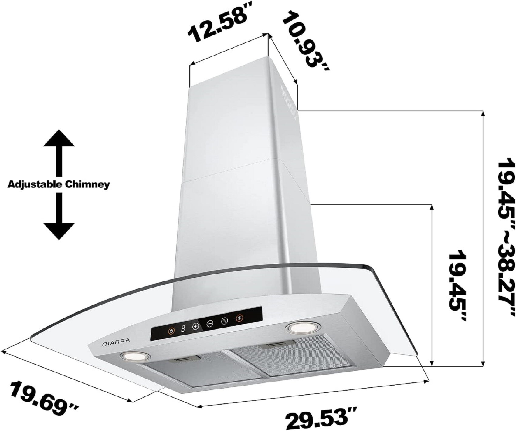 CIARRA 30 in. 450 CFM Convertible Smart Wall Mount Range Hood in Stainless  Steel with Voice and Touch Controls CAS75502W - The Home Depot