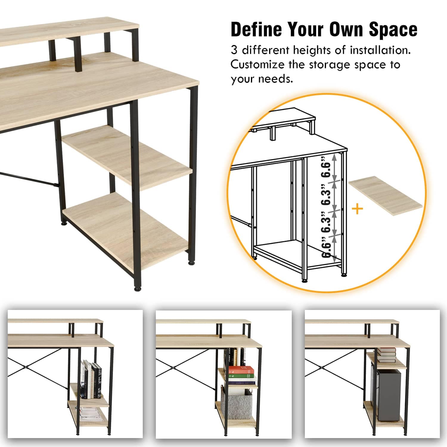Bestier LOW-D074G-OAK desks - View #6