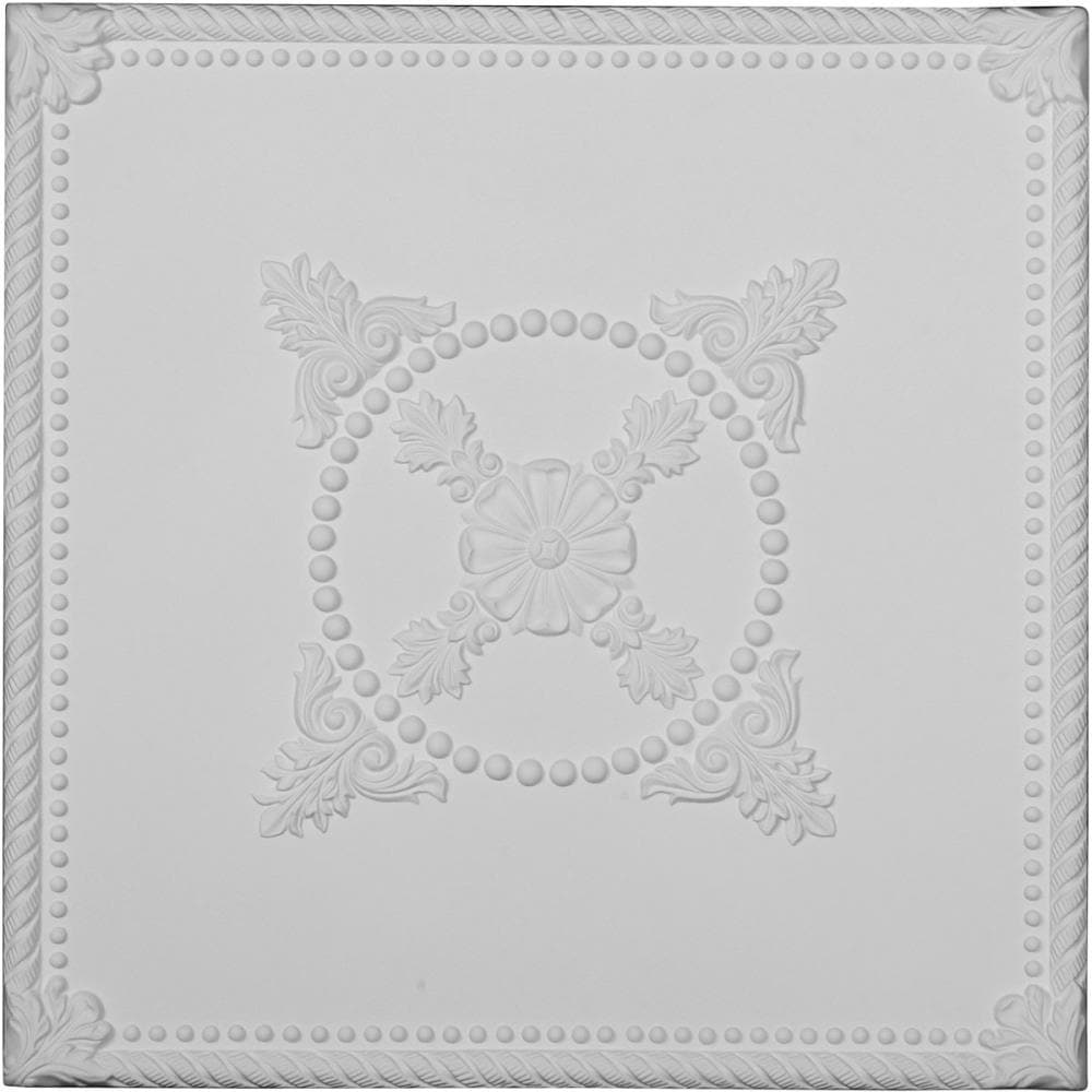 Ekena Millwork CT24X24AL 2-ft x 2-ft Alexandria Primed Urethane Drop Ceiling Tile (1-Pack, 4-sq ft / Case)