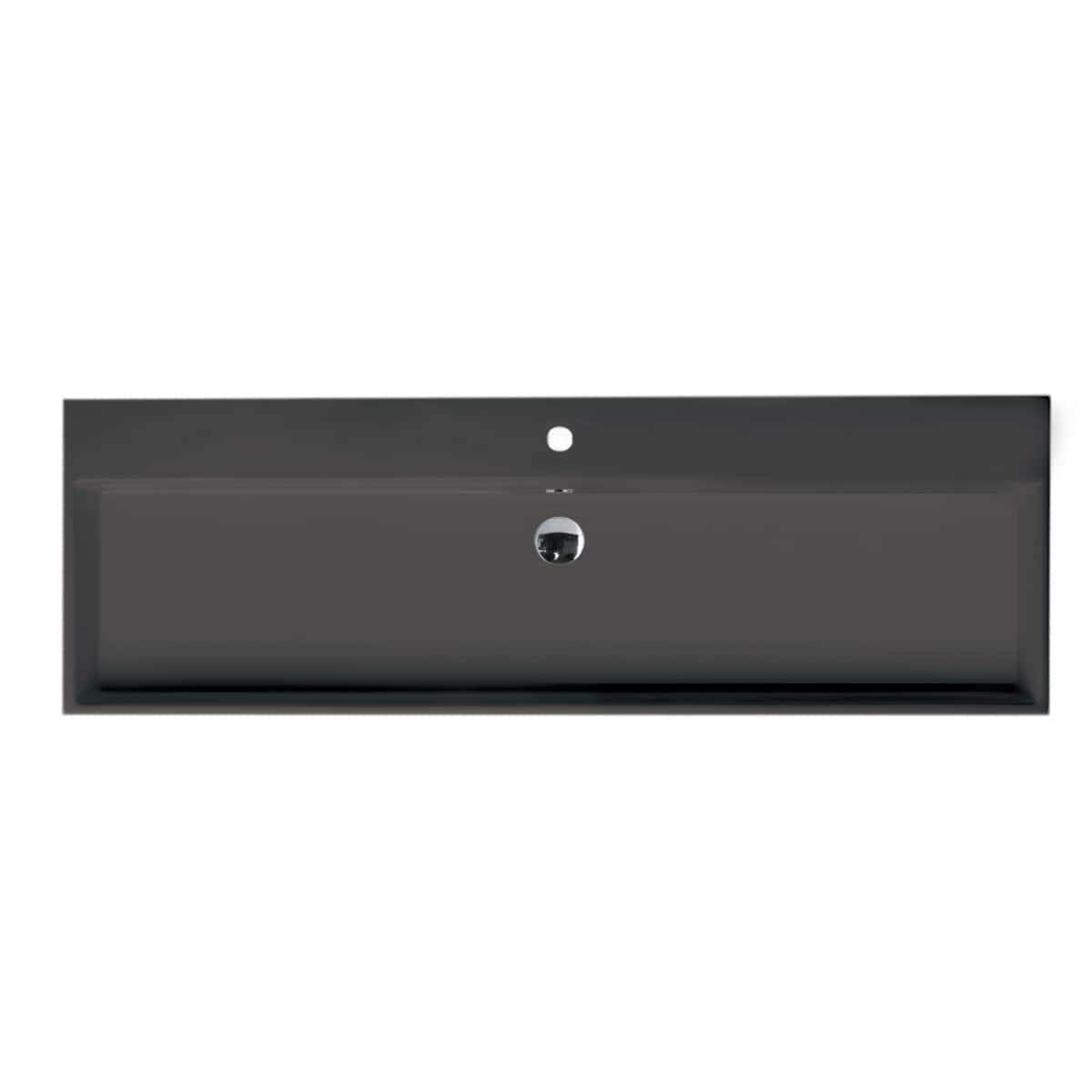 WS Bath Collections UNLIMITED 120.01M BM Unlimited Mono Ceramic Wall-mount Rectangular Trough Modern Matte Black Bathroom Sink ( 47.5-Inches x 17.8-Inches )