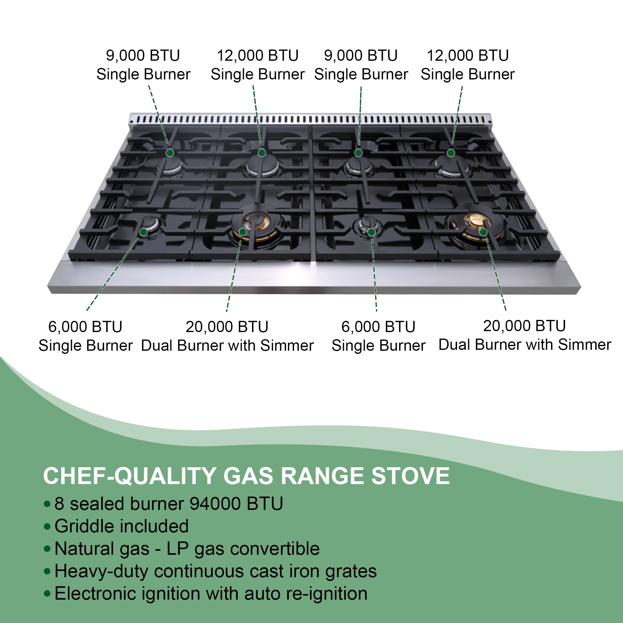 Akicon AK-JK48A1-BS Double-Oven-Gas-Ranges - View #7