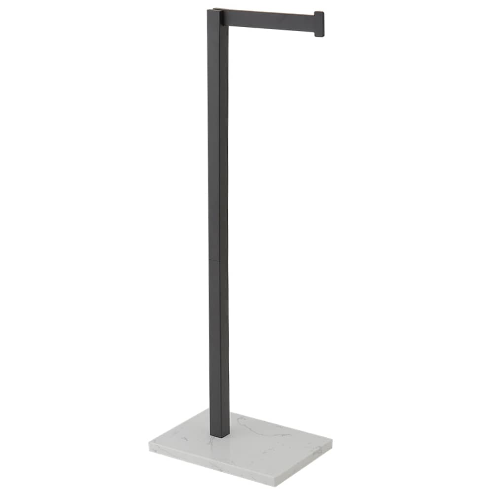 Free Standing Matte Black Toilet Paper Holder Stand Black Marble Base and  Storage