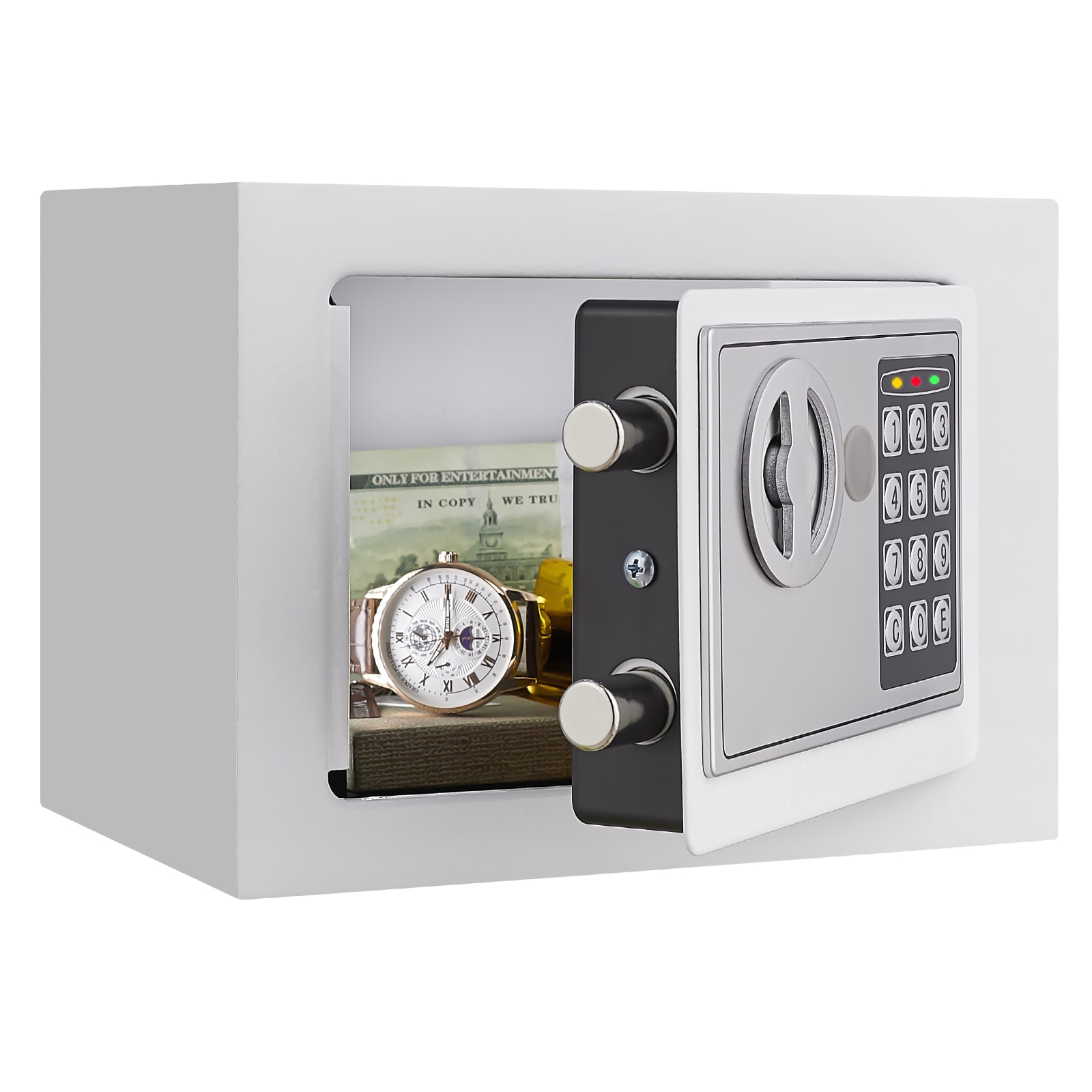 JUSHUA XJ Secure Safe with Key and Password Home Safe Small Safe Mini Storage Cabinet for Home to Store Money Documents and Valuable Items