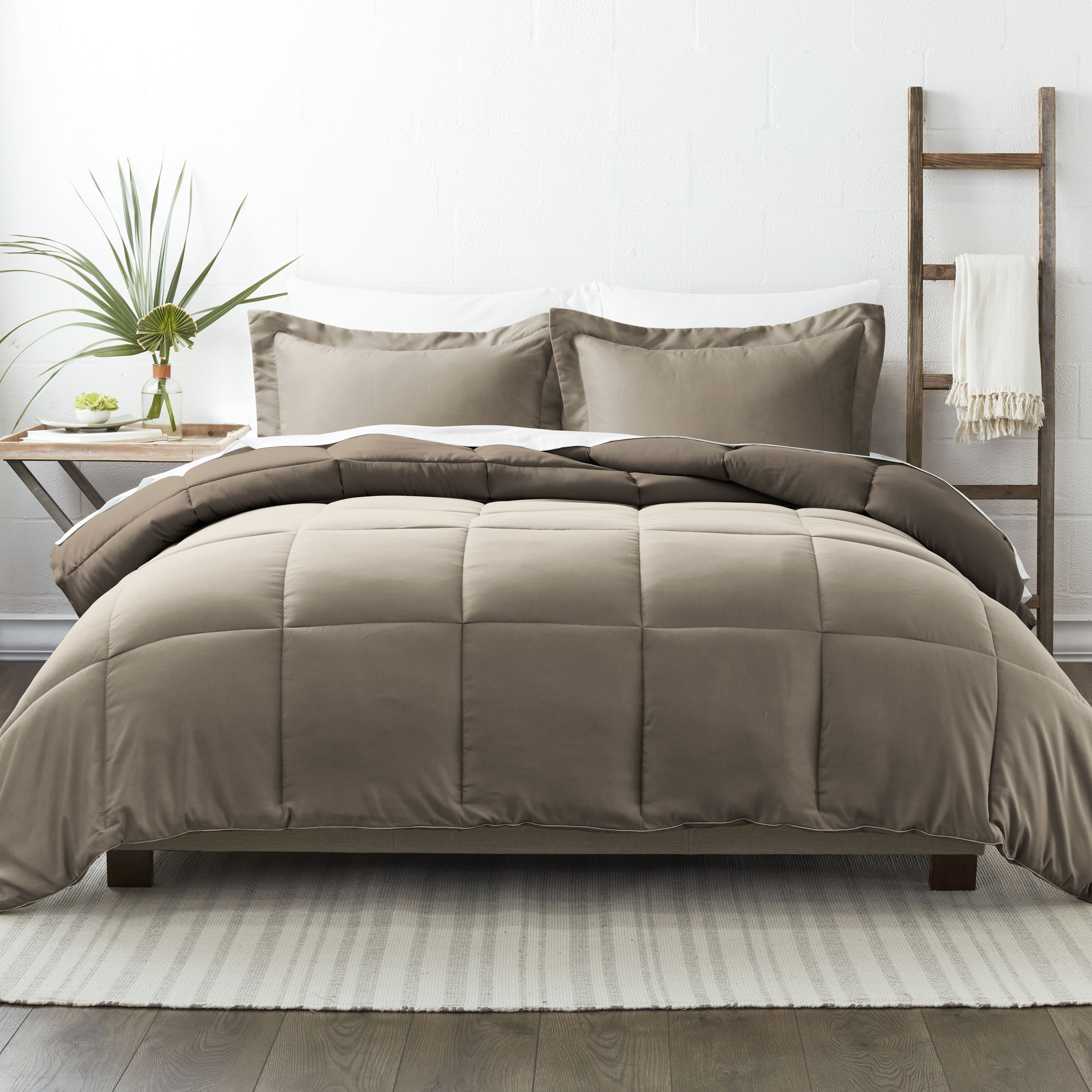 Twin XL Comforter Brown Khaki Home Design Bedding Down Alternative Twin 