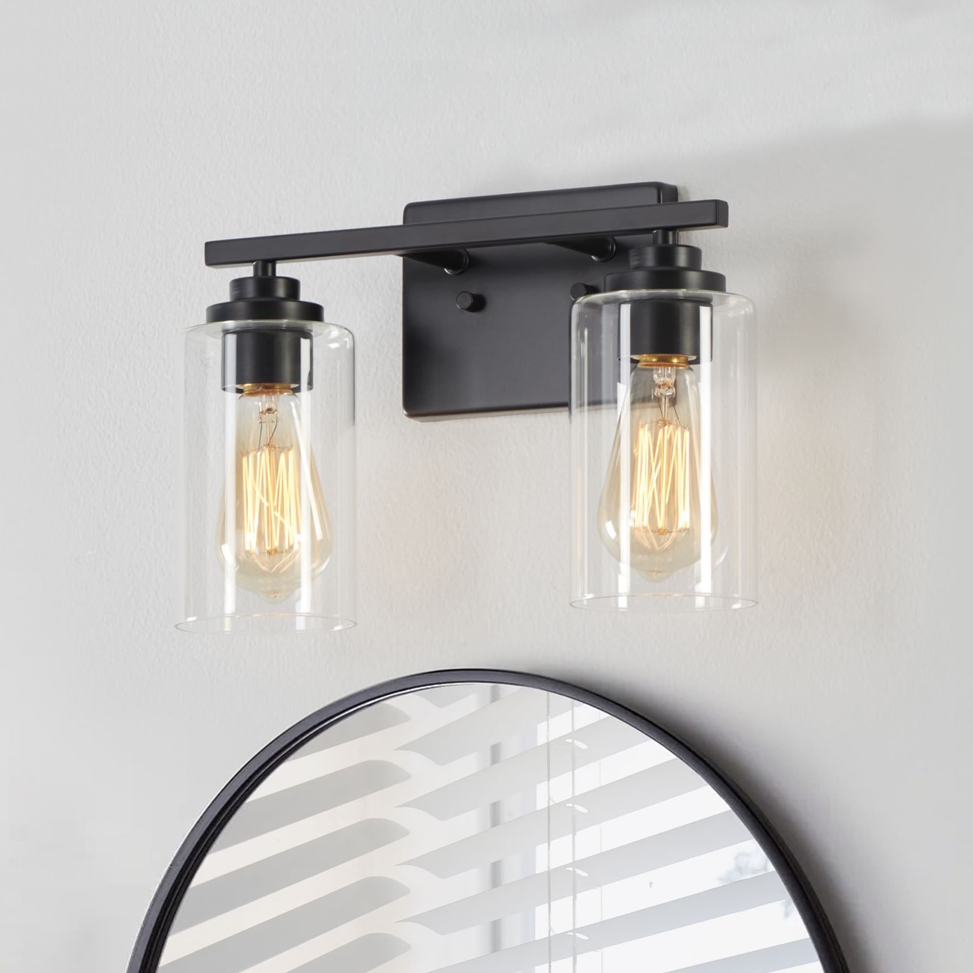 KAWOTI 21280 Nolan 13-in 2 -Light Matte Black Transitional Vanity light
