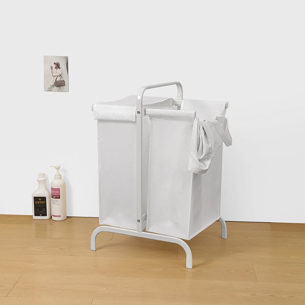 Kahomvis GRAIN-QPS4-504 27.5-in White Plastic 2-Compartment Sorter Laundry Basket