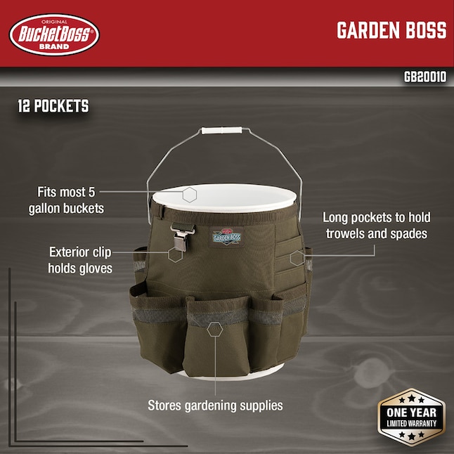 Bucket Boss Garden Boss Green Polyester 12-in 5-Gallon Bucket