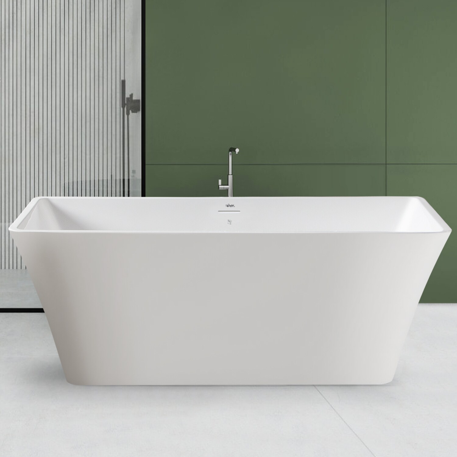 Sentosa 29.5-in x 59.1-in White Acrylic Freestanding Soaking Bathtub with Drain (Back Center Drain) | -02560-1500-BN - FerdY FERDY-02560-1500-BN