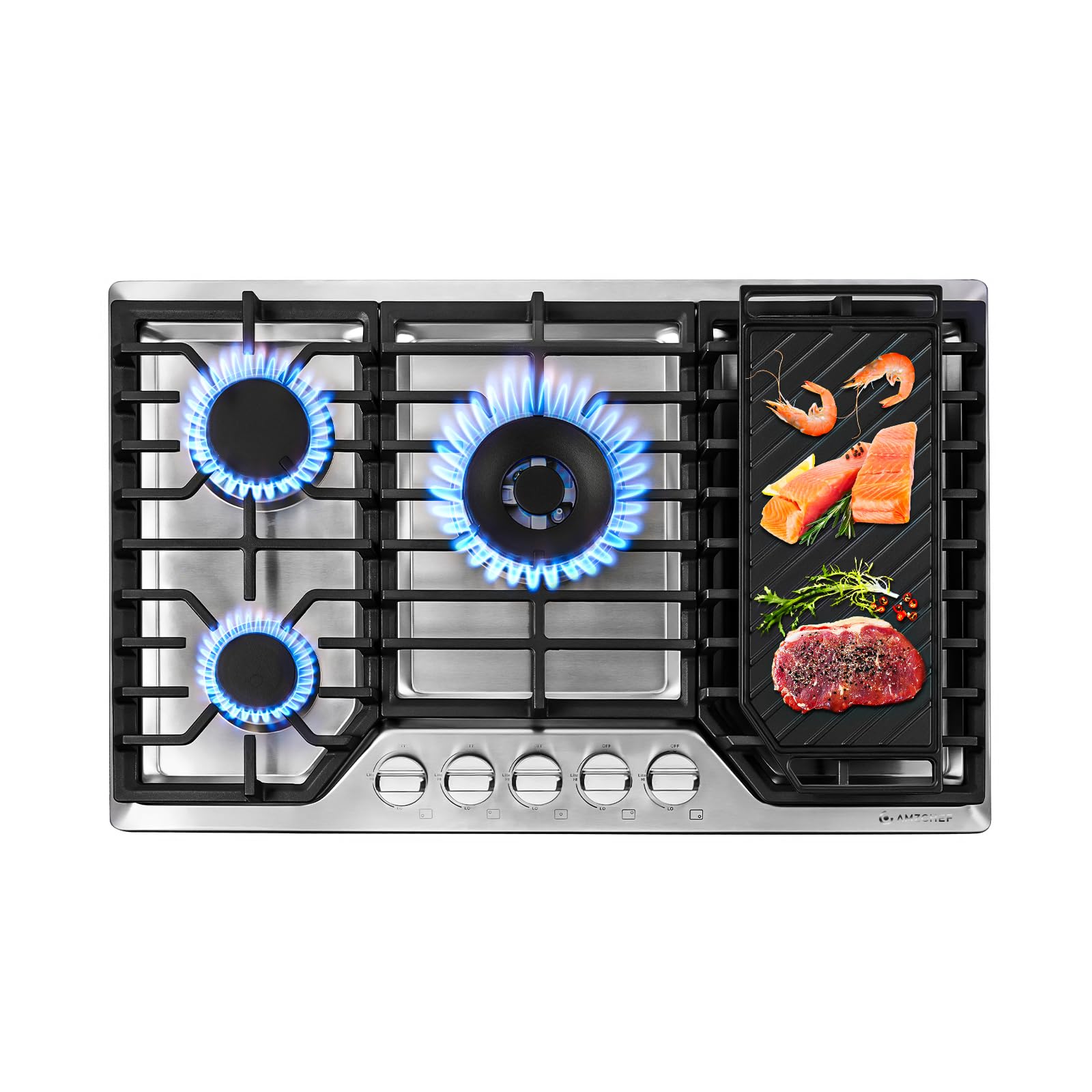 amzchef UL-36LS05D-ST 36-in 5 burners Stainless steel Gas Cooktop