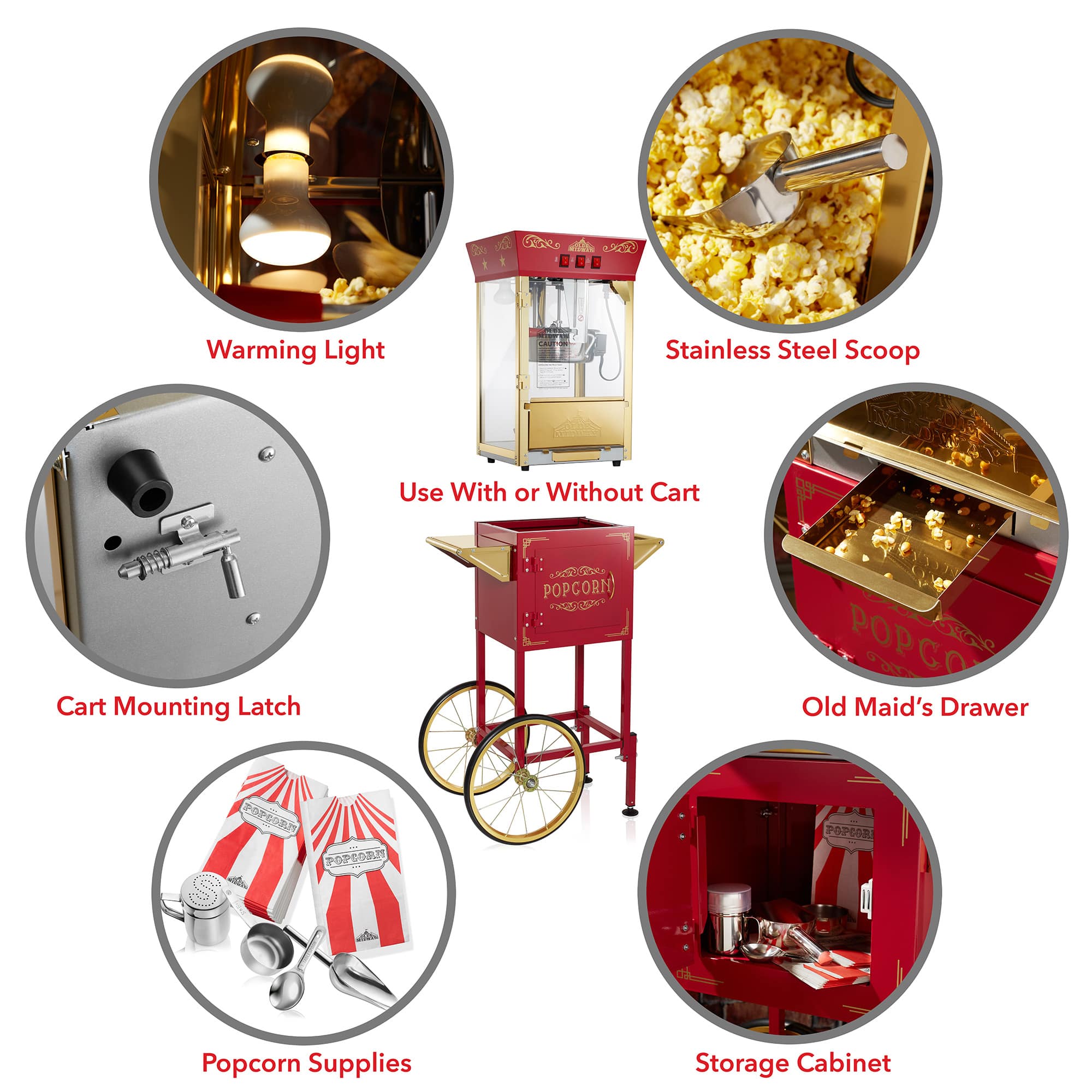 Olde Midway CON-POP-8945-RED Popcorn-Makers - View #6