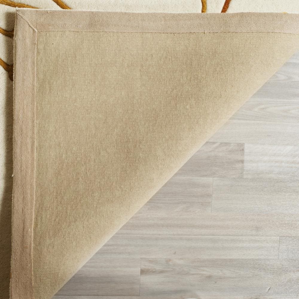 Ivory and Orange Hand Tufted Wool Runner Rug