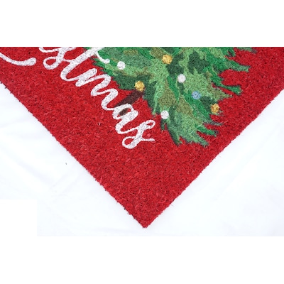 Imports Decor Christmas 1-1/2-ft x 2-1/2-ft Red Rectangular Outdoor Door Mat Imports Decor Christmas 1-1/2-ft x 2-1/2-ft Red Rectangular Outdoor Door Mat