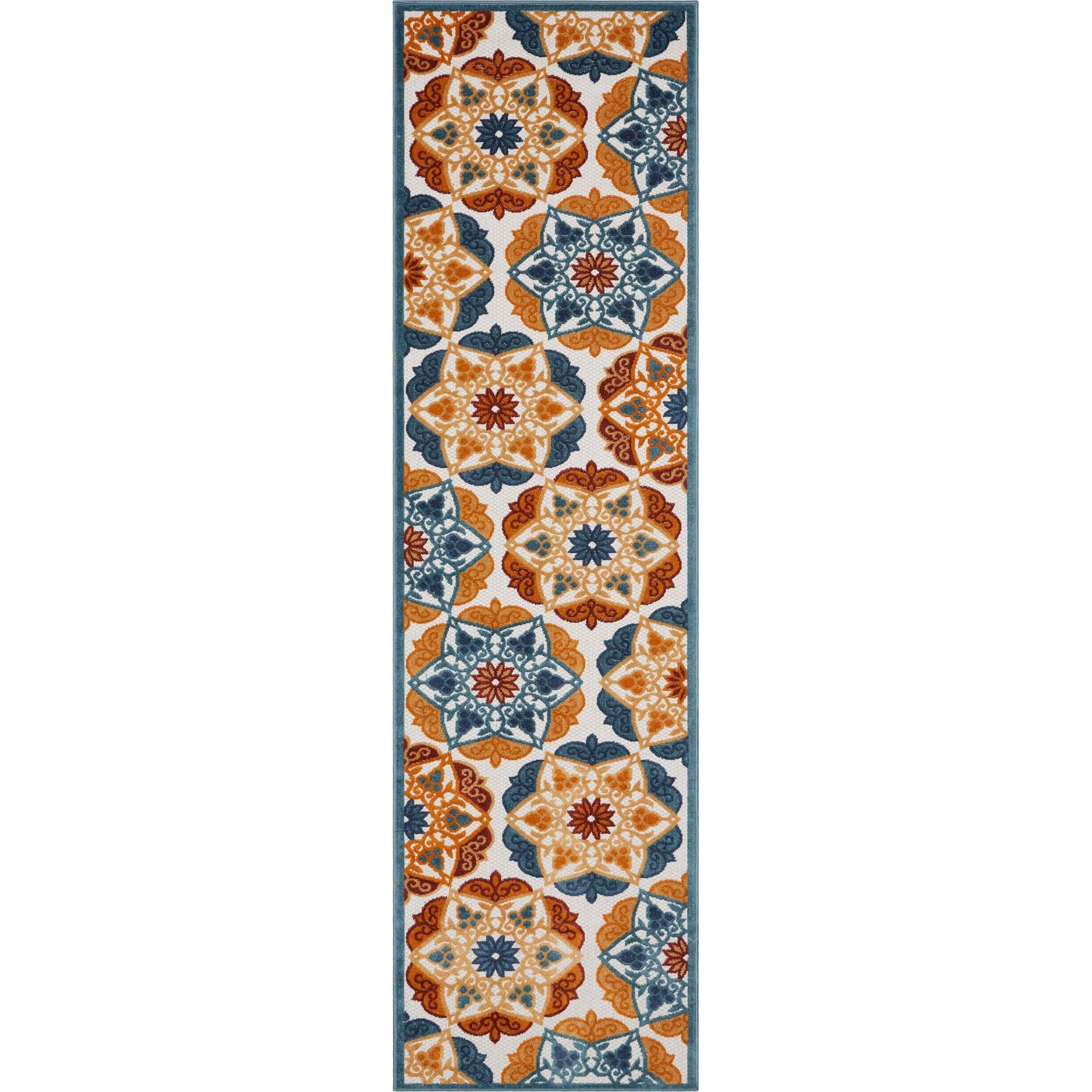 Audun Blue Geometric High-Low Texture Indoor/Outdoor Runner 2'7" X 9'10"