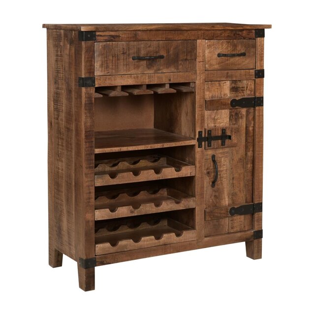 Bottle Natural Wood Wine Cabinet, Wooden Wine Cabinet With Doors