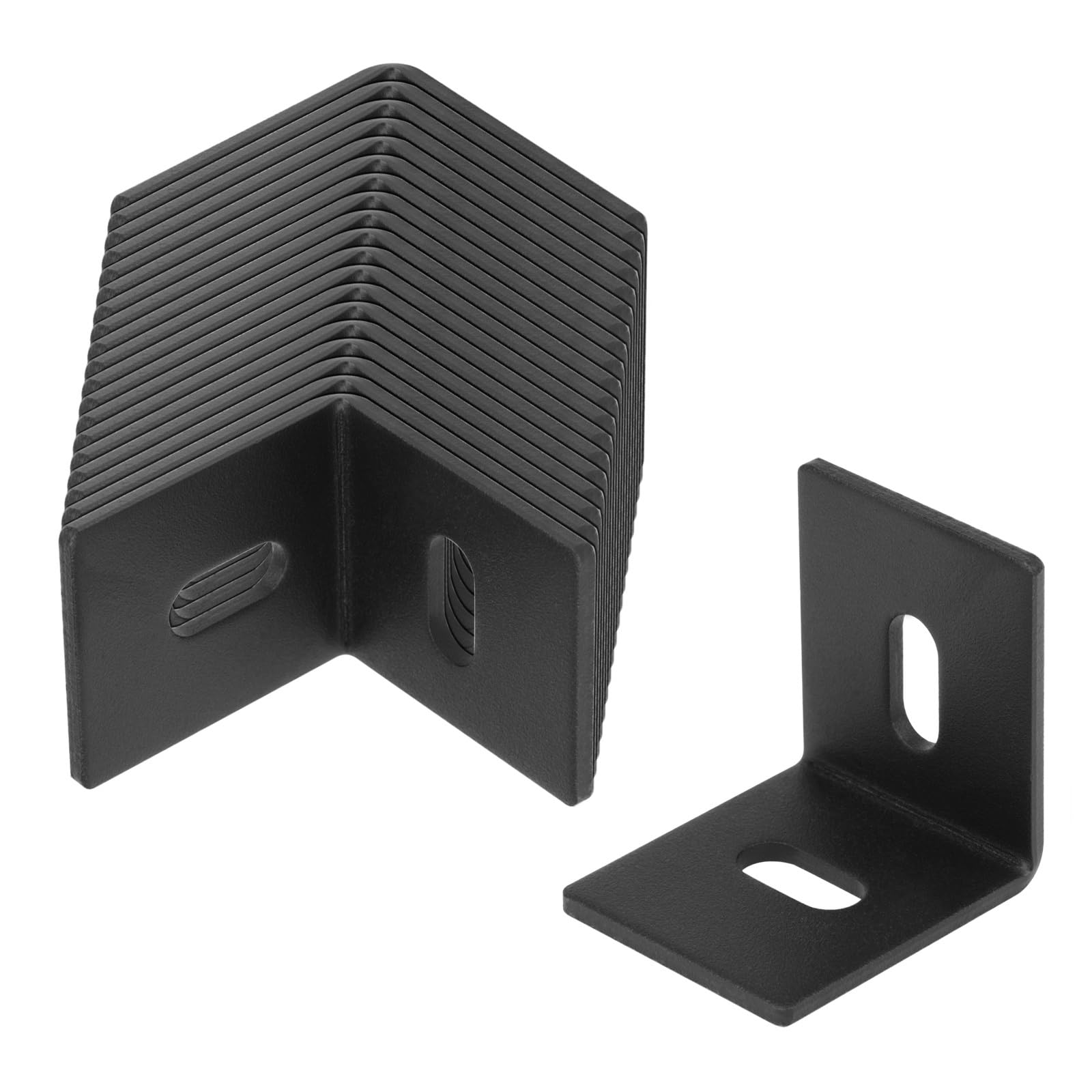 Phyfalip  20 pack black adjustable corner braces steel L shaped right angle bracket for table top and furniture support 1 and three quarter inch