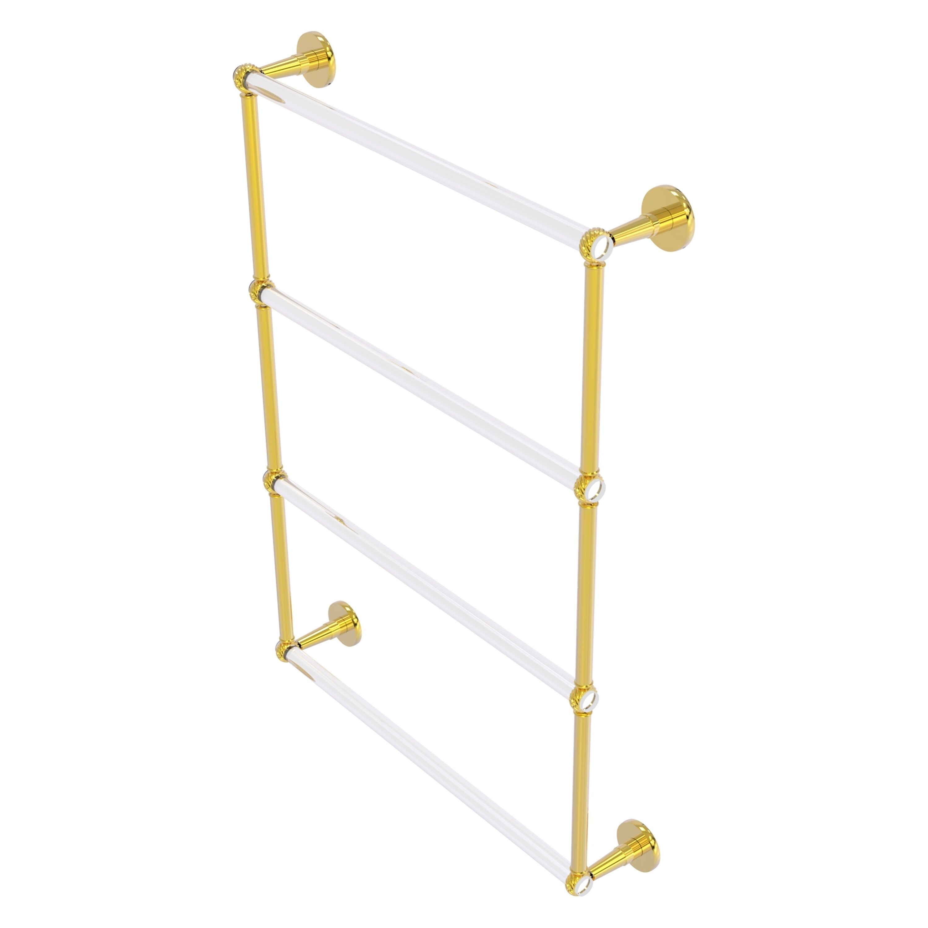 Allied Brass CV-28T-24-PB Clearview 24-in double Polished Brass Wall mount 4-tier Towel Bar