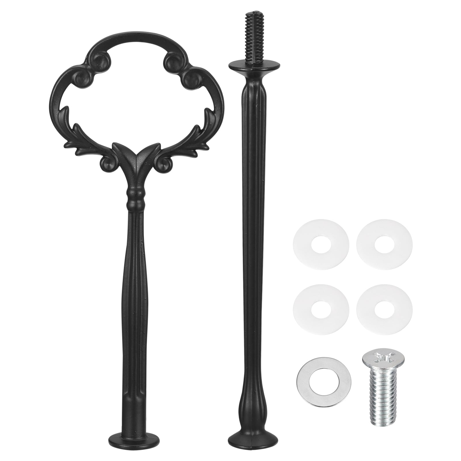 Unique Bargains 1 Set 2-Tier Cupcake Stand Hardware Handles Zinc alloy Cake Plate Stand Handle Fittings with Screws for DIY Making Fruit Plate Cake Stand Flower Black #S26031800UX3468
