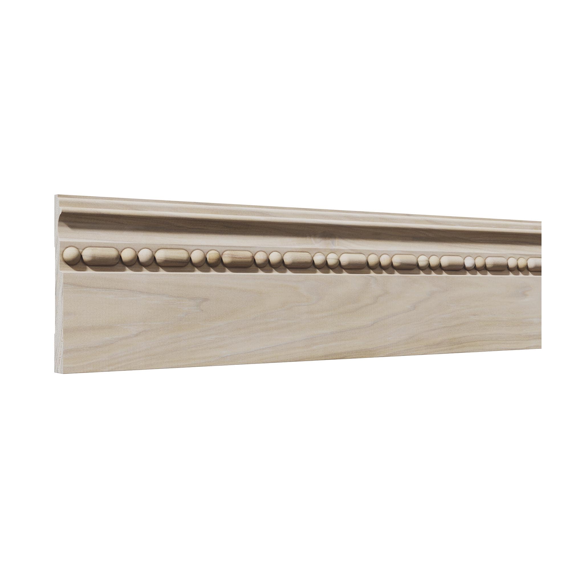 Ornamental Mouldings 11/16-in x 5-1/2-in x 7-ft 8-in Colonial Unfinished Poplar Sausage and bead 1393 Baseboard Moulding #1393-92POPR