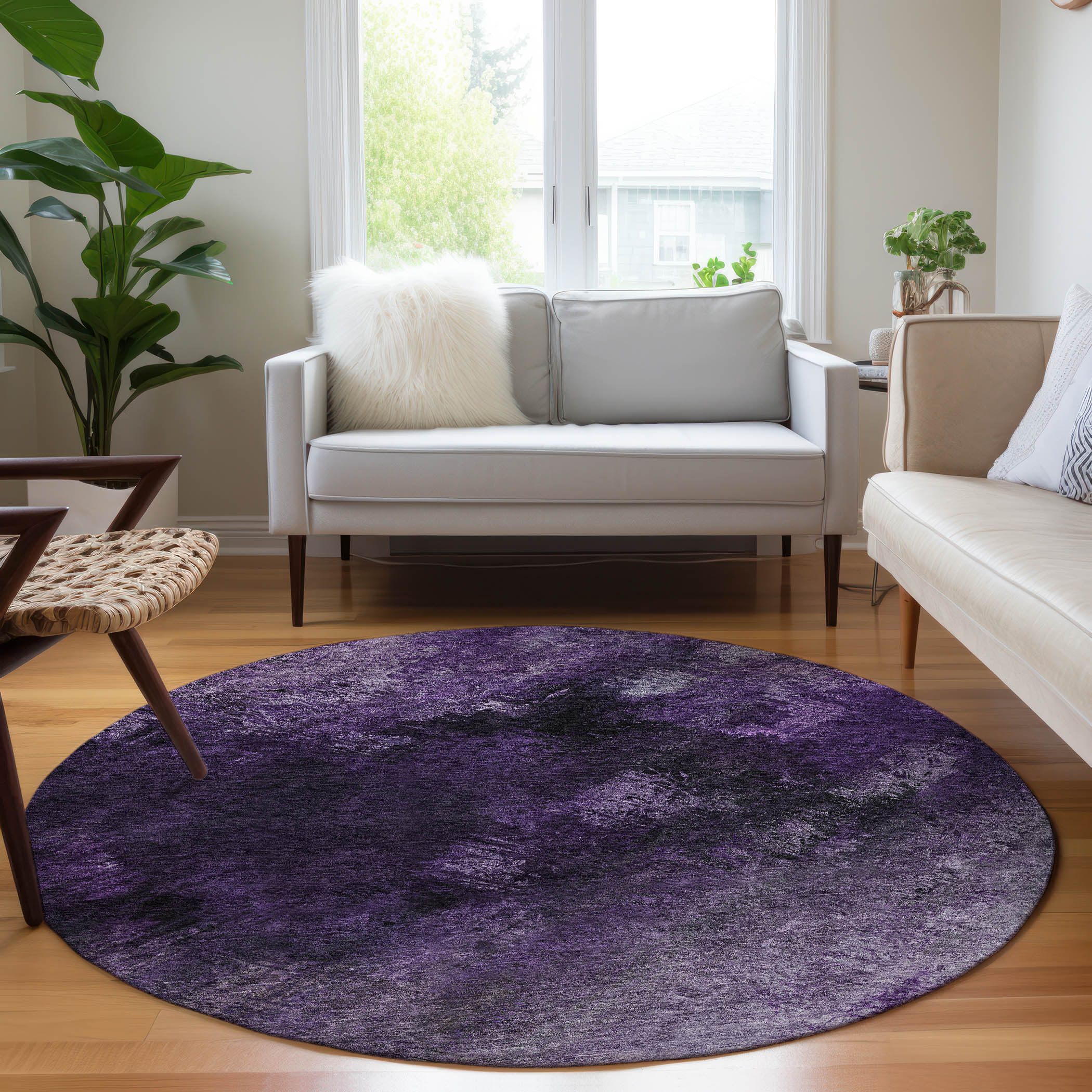 Addison Rugs ACN590PP8RO Chantille ACN590PP 8 x 8 (ft) Polyester Purple Round Indoor/Outdoor Abstract Machine washable Area rug