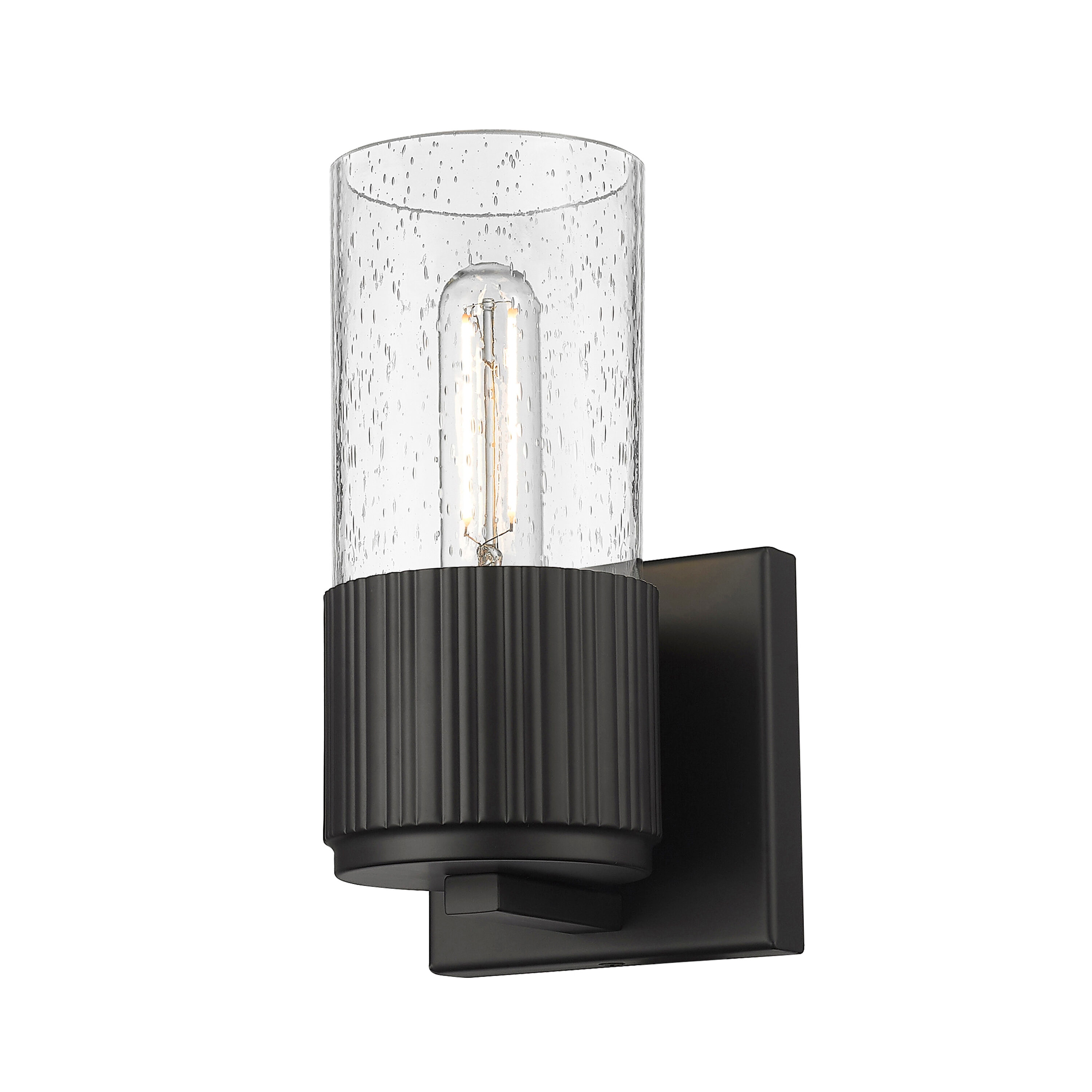 Innovations Lighting 428-1W-BK-G428-7SDY Bolivar 4-in W 1 -Light Matte Black Industrial Wall Sconce