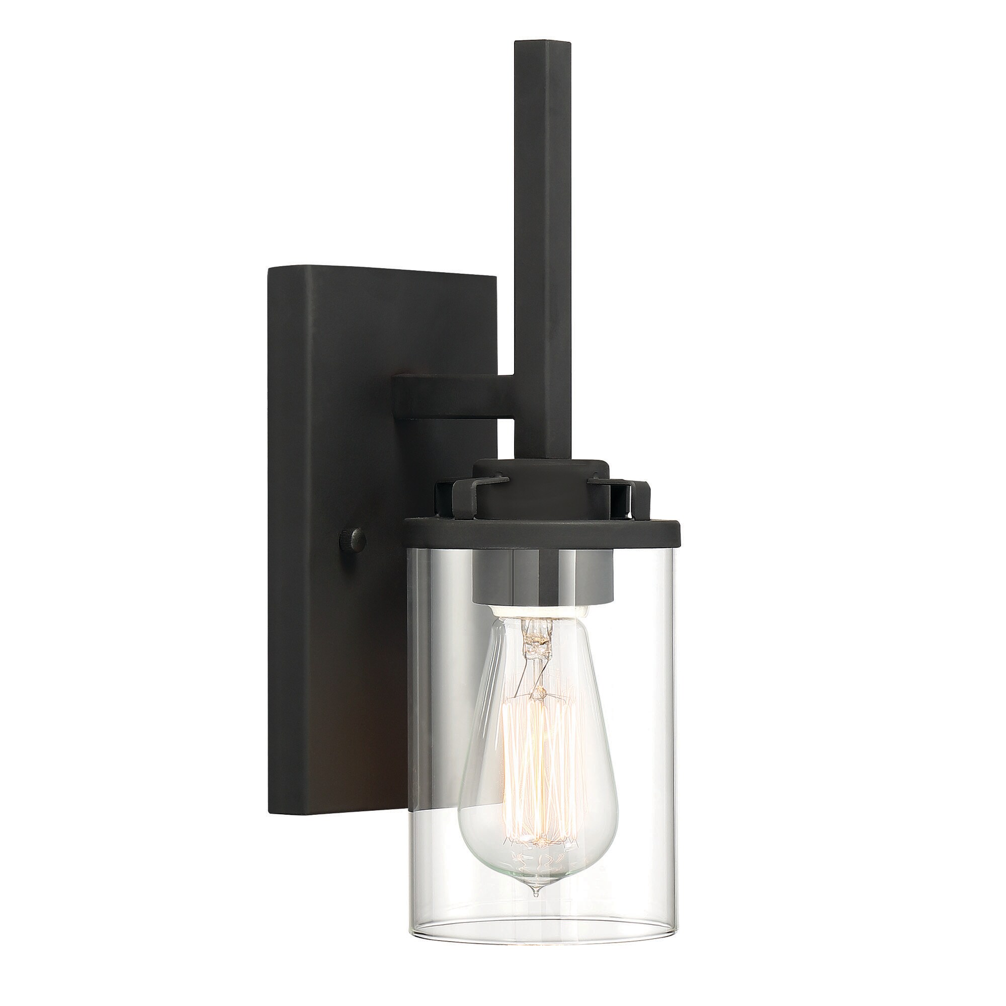 Jedrek Transitional Black Steel Dimmable Wall Sconce