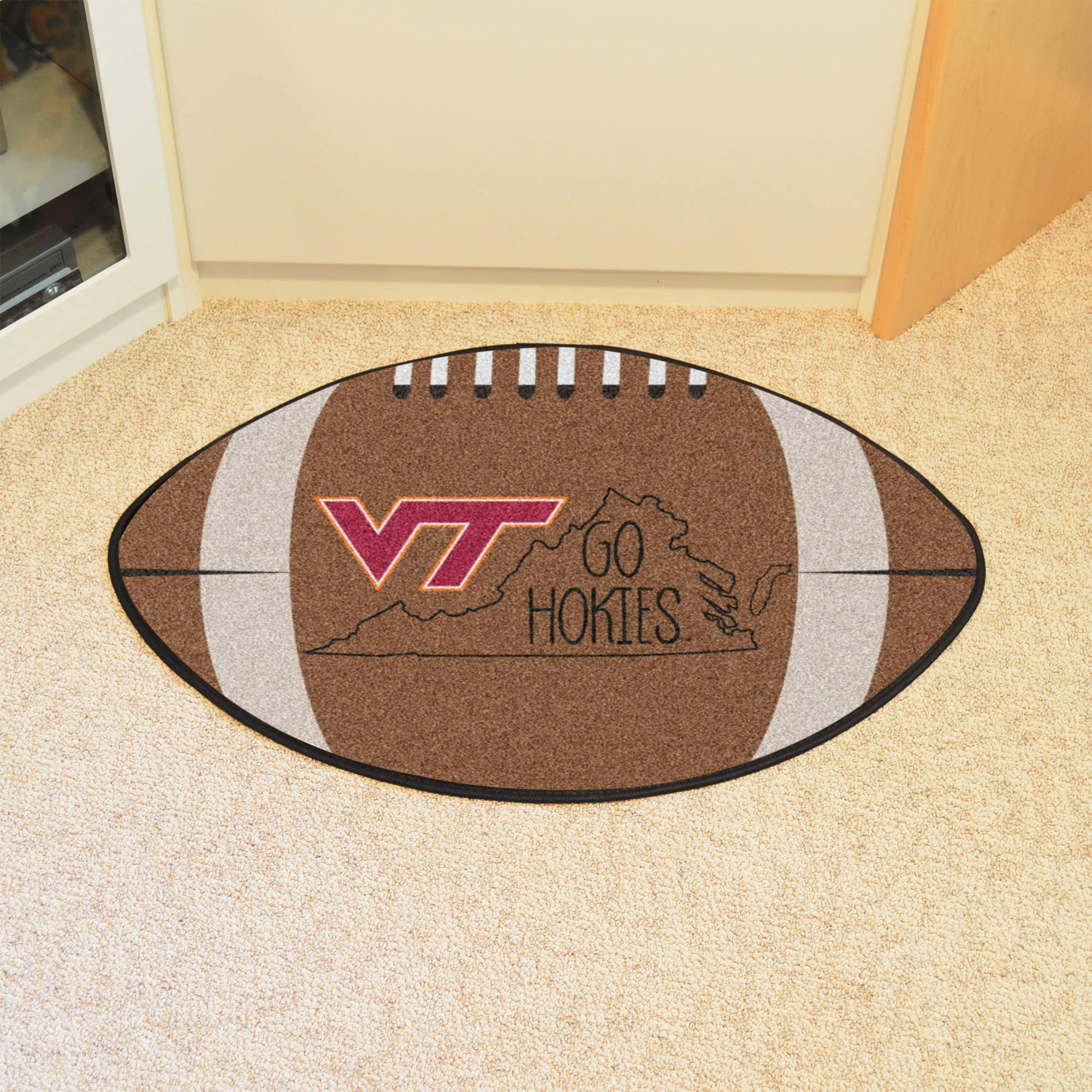 FANMATS 21236 Virginia Tech Hokies 32.5-in x 20.5-in Brown Nylon Non-Slip Grip Indoor Decorative Sports Door Mat