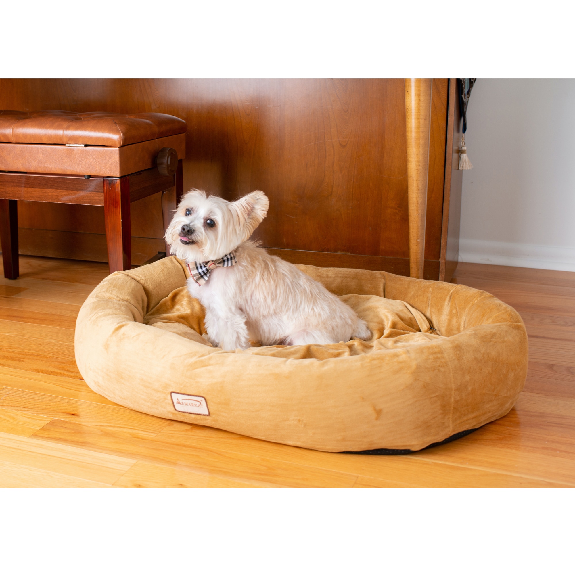 Armarkat Ultra-Soft Brown Velvet Round Dog Bed