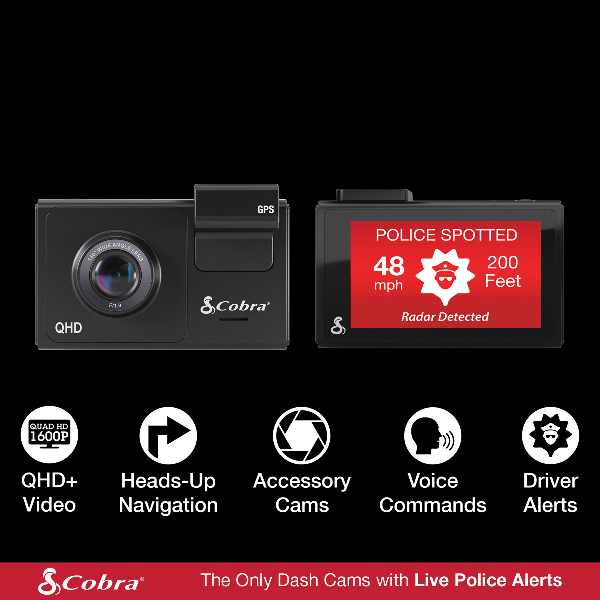 Cobra SC 201 Dual-View Smart Dash Cam with Built-In Cabin View