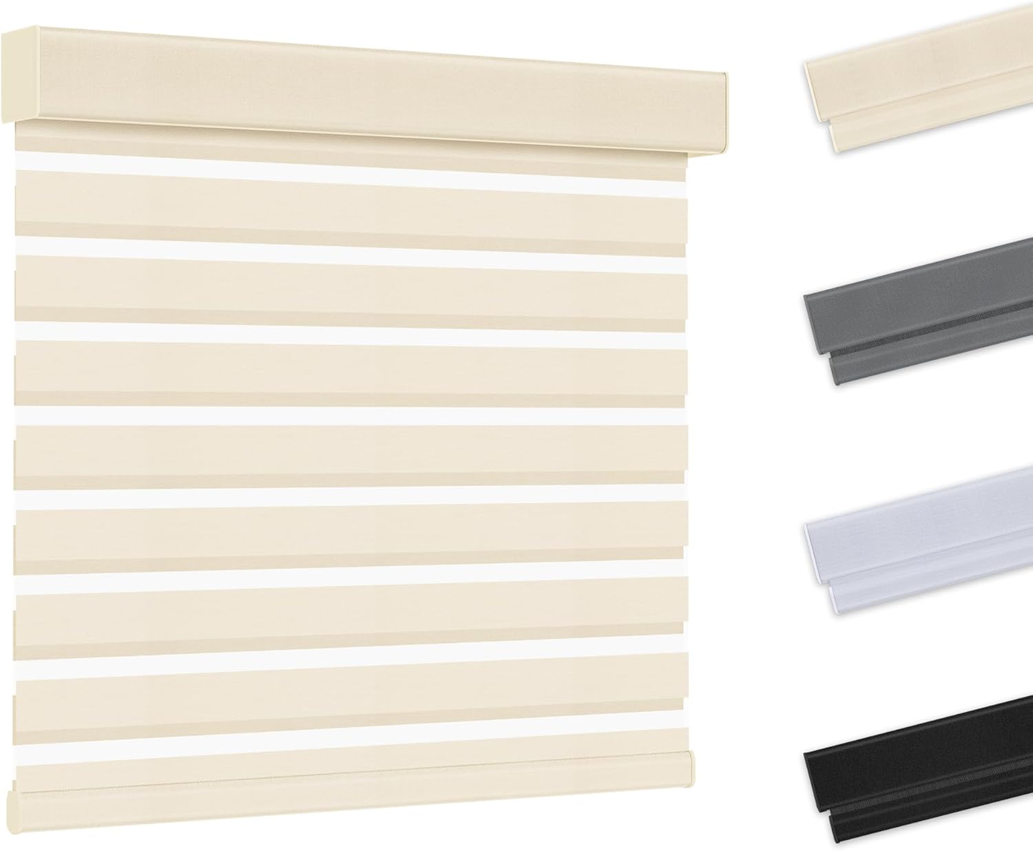 EFCUT - Cordless Blackout UV Protection Cassette Valance Zebra Window Shade for Windows 22 in W x...