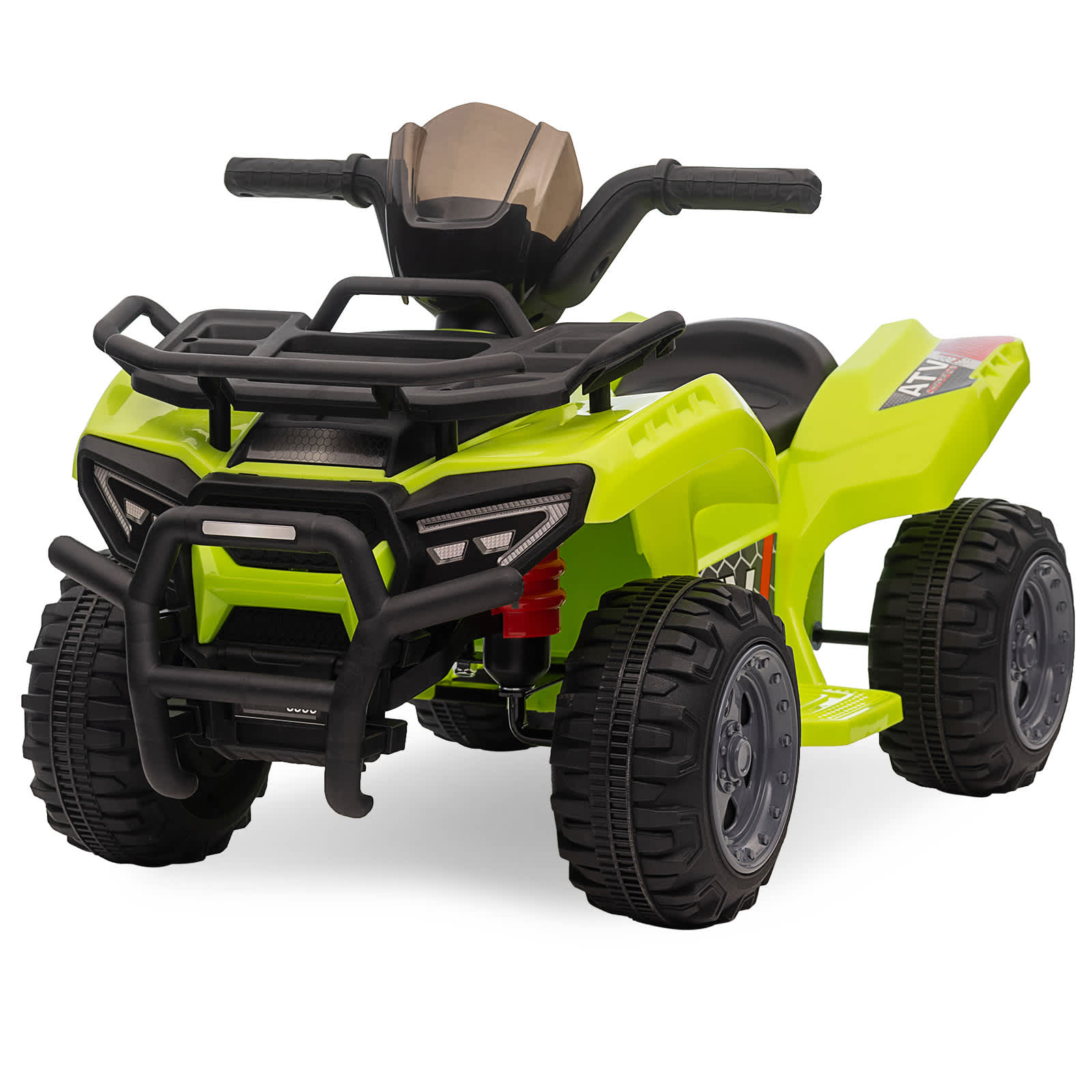Qeetex KIDSPTO0YRM1B0M 6V Kids Ride On ATV For Toddlers With Realistic Engine Sound Music Usb Aux Input Spring Suspension And Wear Resistant Wheels Green