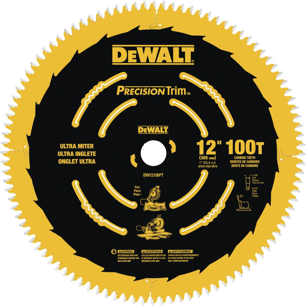 DEWALT 12-in 100-Tooth Carbide Miter/Table Saw Blade in the Circular Saw  Blades department at