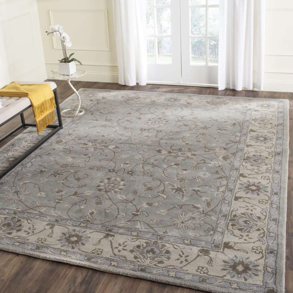 Elegant Heritage Hand-Tufted Wool Square Rug in Grey - 6' x 6'